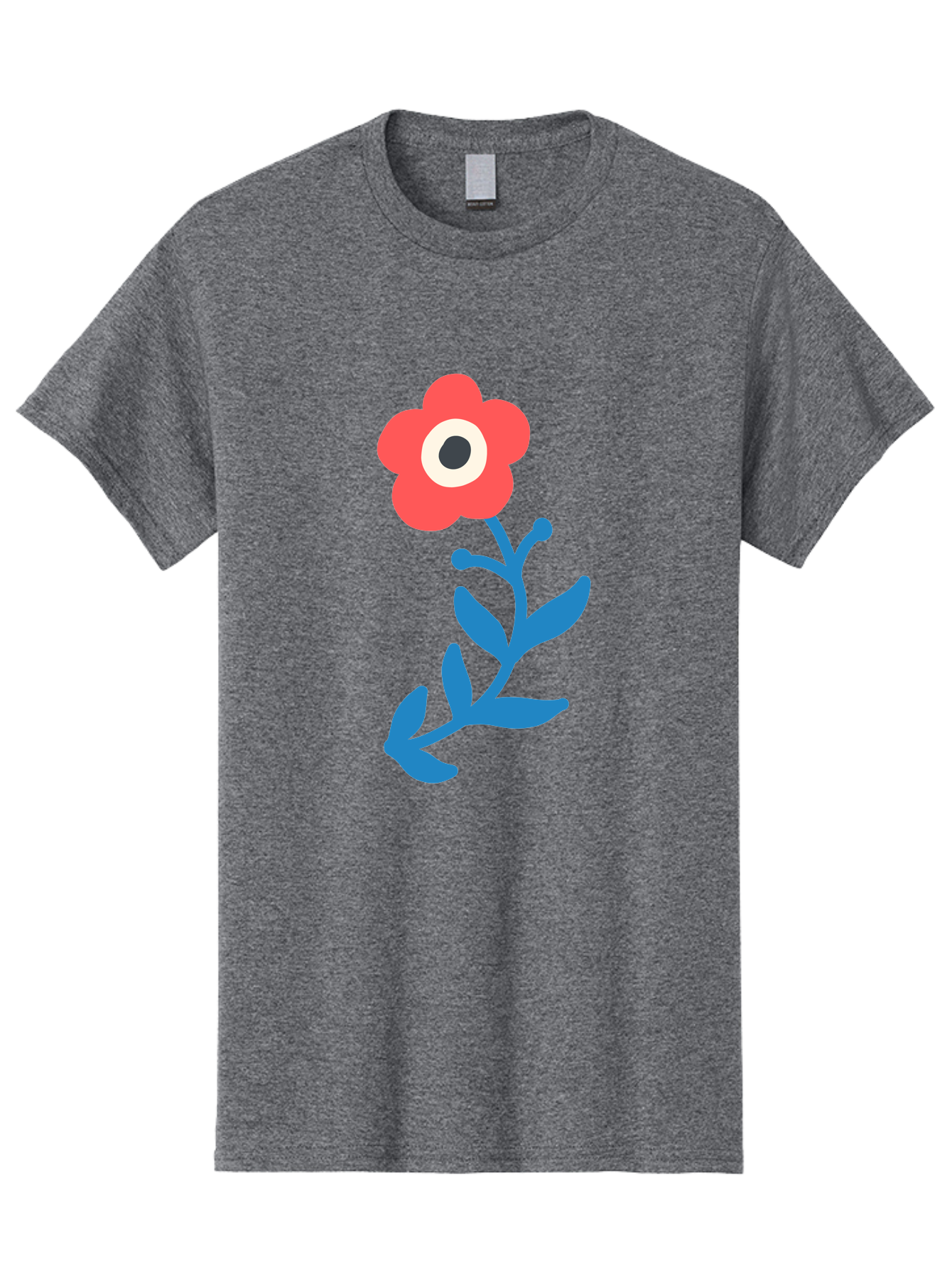 Eye-Flower Men'S Graphic Tee, 100% Cotton, Comfortable Casual Summer Wear, Machine Washable, Cartoon Flower, Floral Design, Red Bloom, Blue Leaves, Eye In Flower, Quirky Art, Illustration, Pop Art, Modern Art, Abstract Art, Red Petals, Aab699
