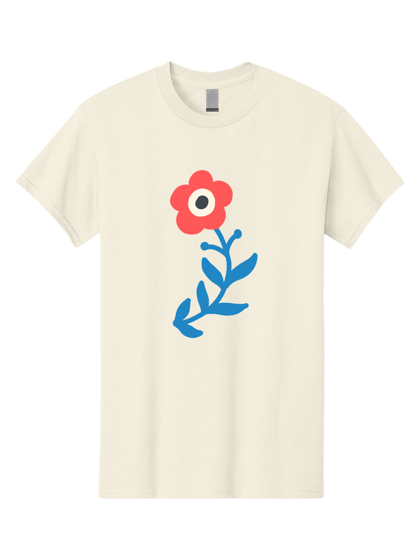 Eye-Flower Men'S Graphic Tee, 100% Cotton, Comfortable Casual Summer Wear, Machine Washable, Cartoon Flower, Floral Design, Red Bloom, Blue Leaves, Eye In Flower, Quirky Art, Illustration, Pop Art, Modern Art, Abstract Art, Red Petals, Aab699