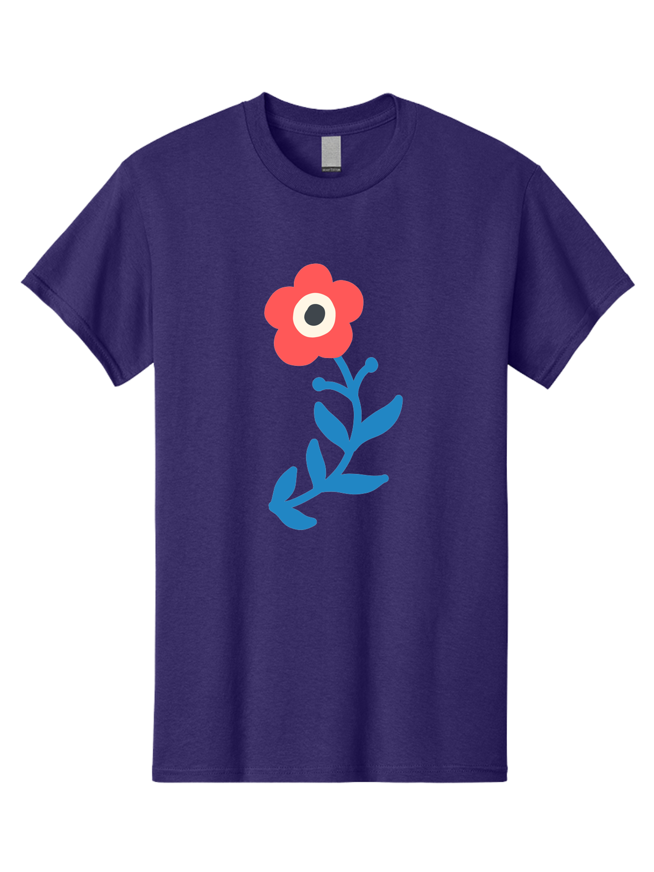 Eye-Flower Men'S Graphic Tee, 100% Cotton, Comfortable Casual Summer Wear, Machine Washable, Cartoon Flower, Floral Design, Red Bloom, Blue Leaves, Eye In Flower, Quirky Art, Illustration, Pop Art, Modern Art, Abstract Art, Red Petals, Aab699