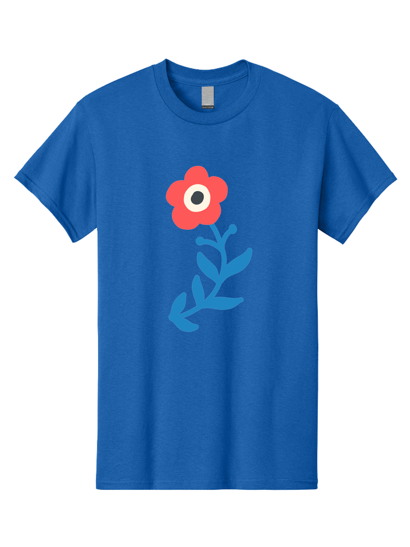 Eye-Flower Men'S Graphic Tee, 100% Cotton, Comfortable Casual Summer Wear, Machine Washable, Cartoon Flower, Floral Design, Red Bloom, Blue Leaves, Eye In Flower, Quirky Art, Illustration, Pop Art, Modern Art, Abstract Art, Red Petals, Aab699