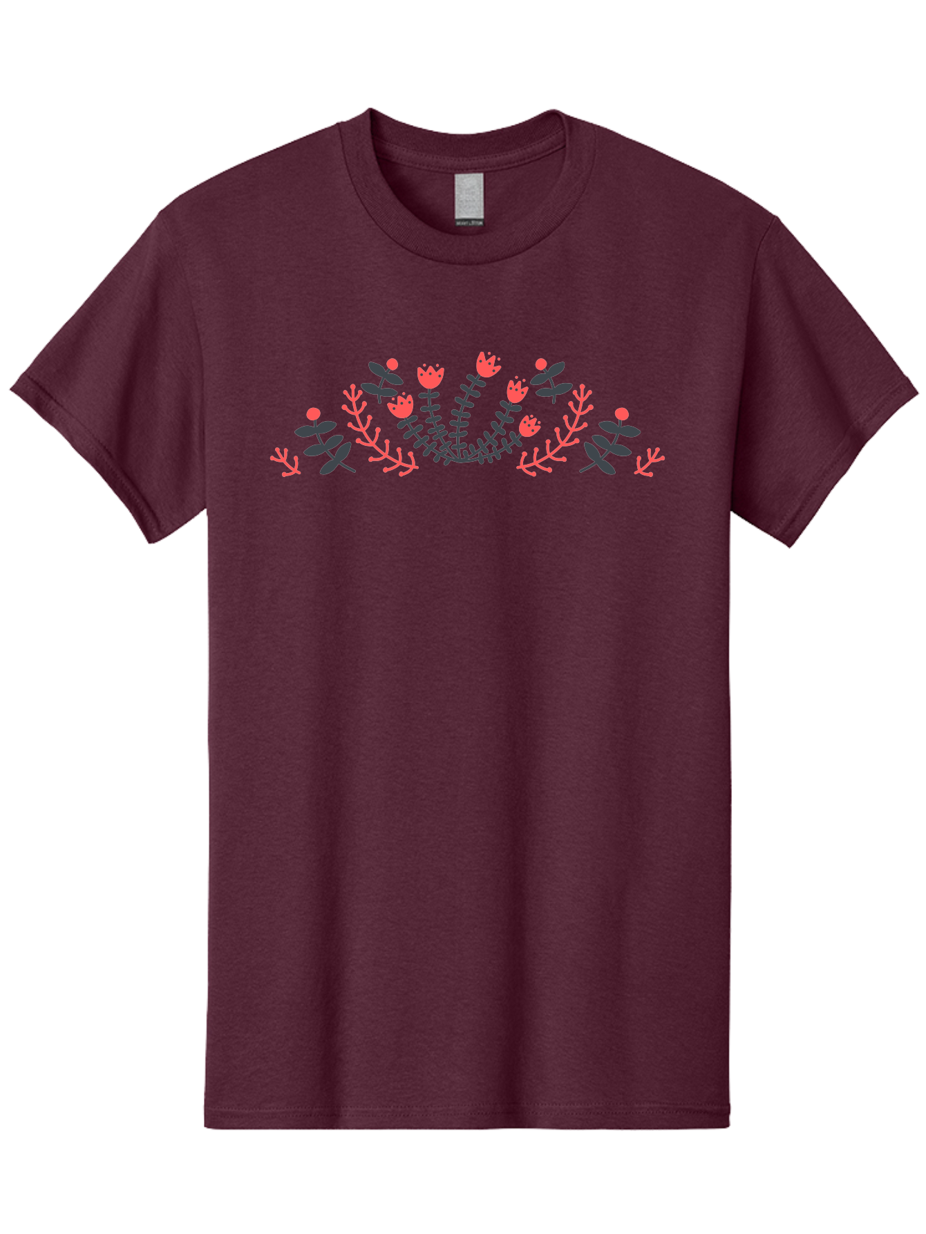 Floral-Design Men'S Graphic Tee, 100% Cotton, Comfortable Casual Summer Wear, Machine Washable, Floral Pattern, Elegant Design, Delicate Flowers, Pink Blooms, Dark Blue Leaves, Whimsical Arrangement, Beautiful Artwork, Floral Wreath, Aab700