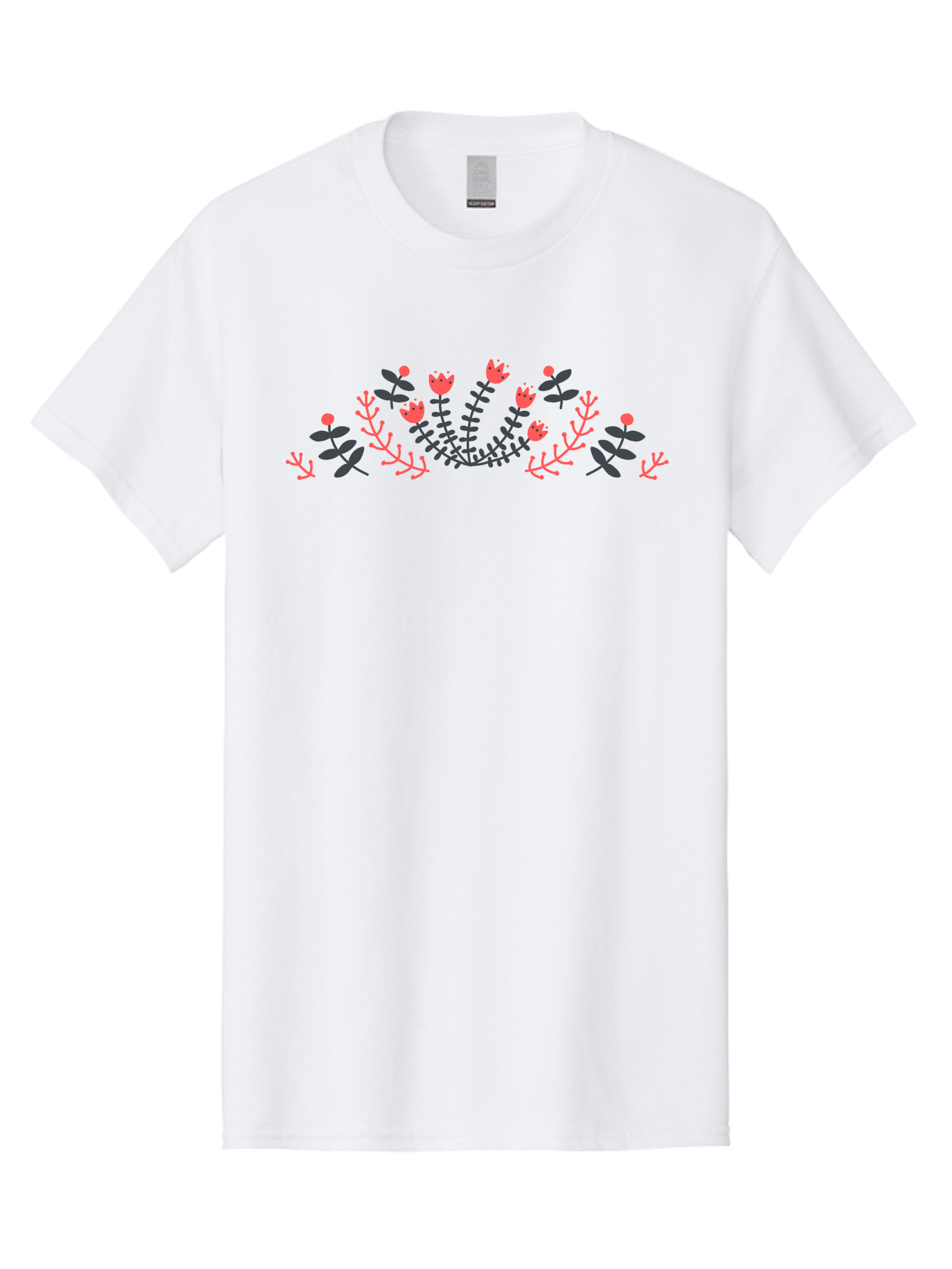 Floral-Design Men'S Graphic Tee, 100% Cotton, Comfortable Casual Summer Wear, Machine Washable, Floral Pattern, Elegant Design, Delicate Flowers, Pink Blooms, Dark Blue Leaves, Whimsical Arrangement, Beautiful Artwork, Floral Wreath, Aab700