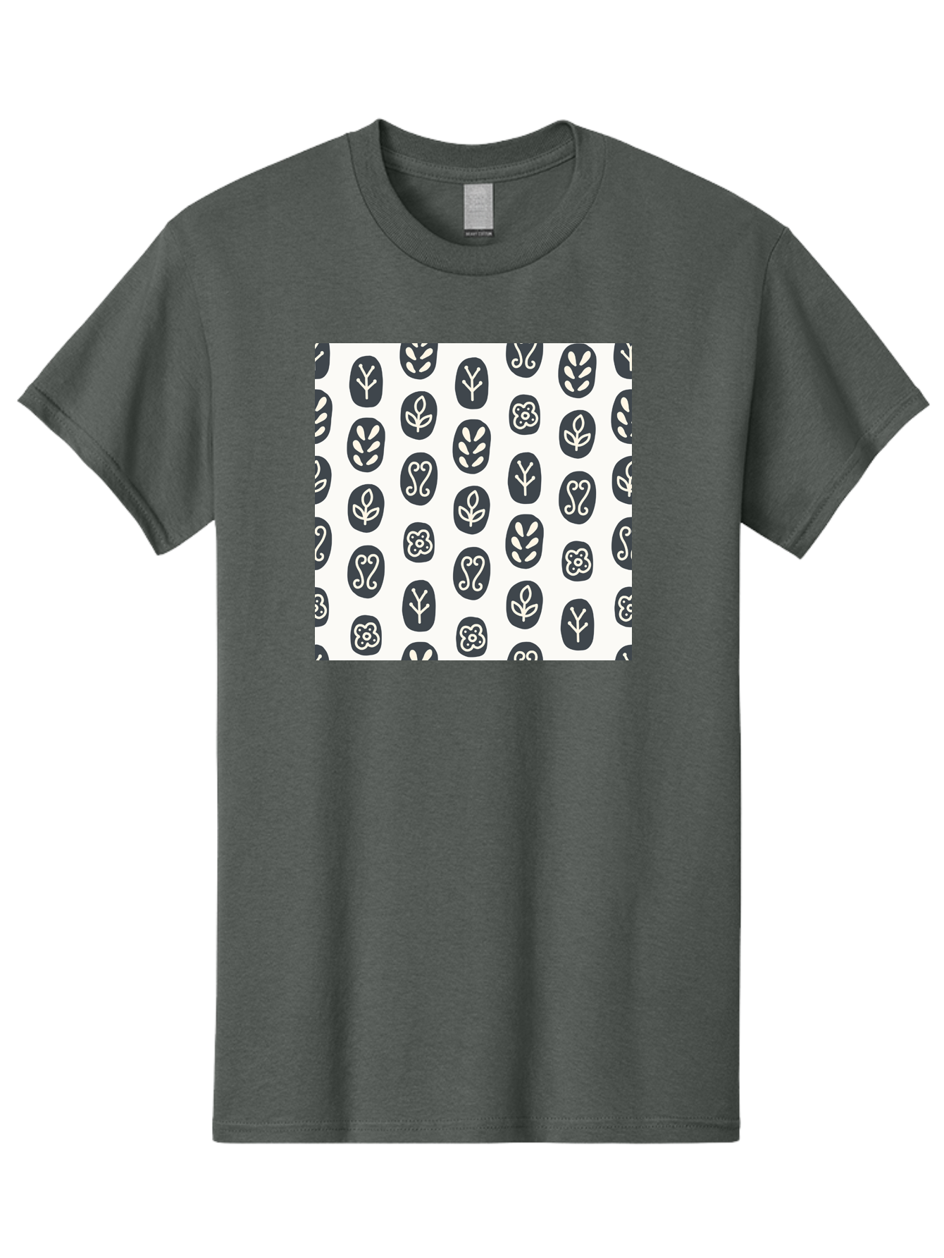 Floral-Pattern-16 Men'S Graphic Tee, 100% Cotton, Comfortable Casual Summer Wear, Machine Washable, Minimalist Botanical Design, Stylized Floral Motifs, Simple Shapes, Repetitive Pattern, Elegant Simplicity, Soothing Aesthetics, Aab709
