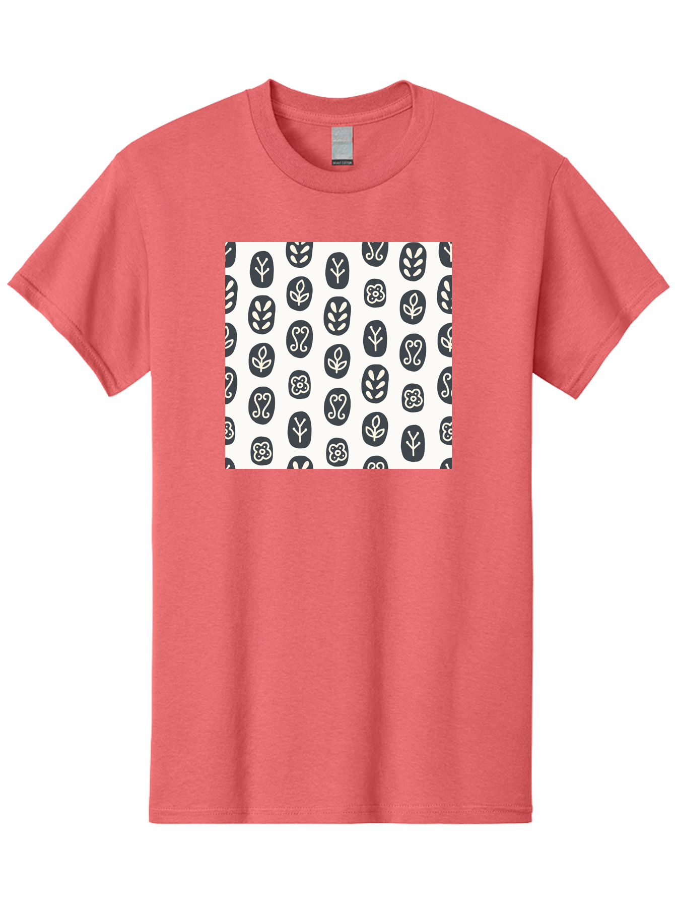 Floral-Pattern-16 Men'S Graphic Tee, 100% Cotton, Comfortable Casual Summer Wear, Machine Washable, Minimalist Botanical Design, Stylized Floral Motifs, Simple Shapes, Repetitive Pattern, Elegant Simplicity, Soothing Aesthetics, Aab709