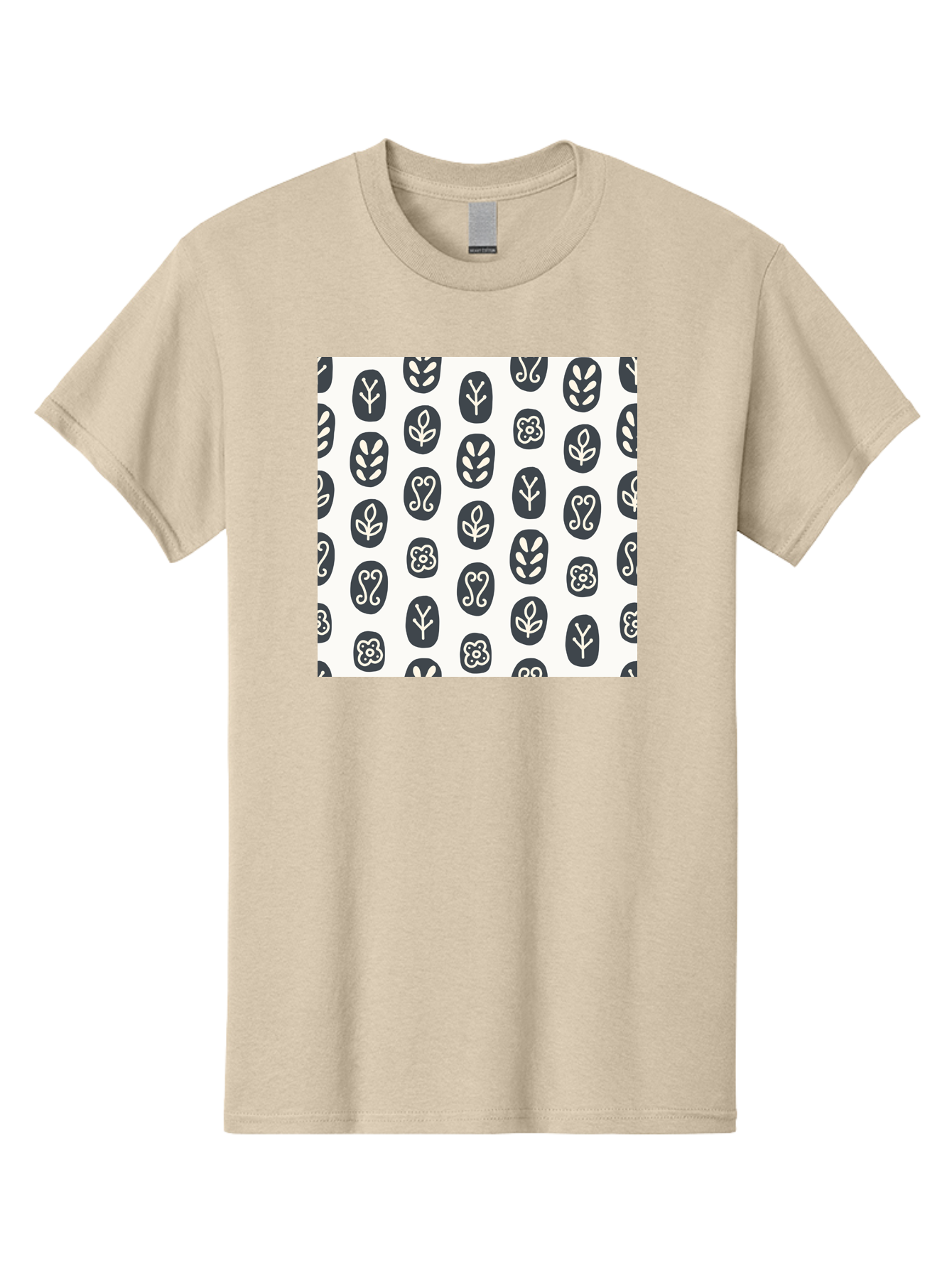 Floral-Pattern-16 Men'S Graphic Tee, 100% Cotton, Comfortable Casual Summer Wear, Machine Washable, Minimalist Botanical Design, Stylized Floral Motifs, Simple Shapes, Repetitive Pattern, Elegant Simplicity, Soothing Aesthetics, Aab709