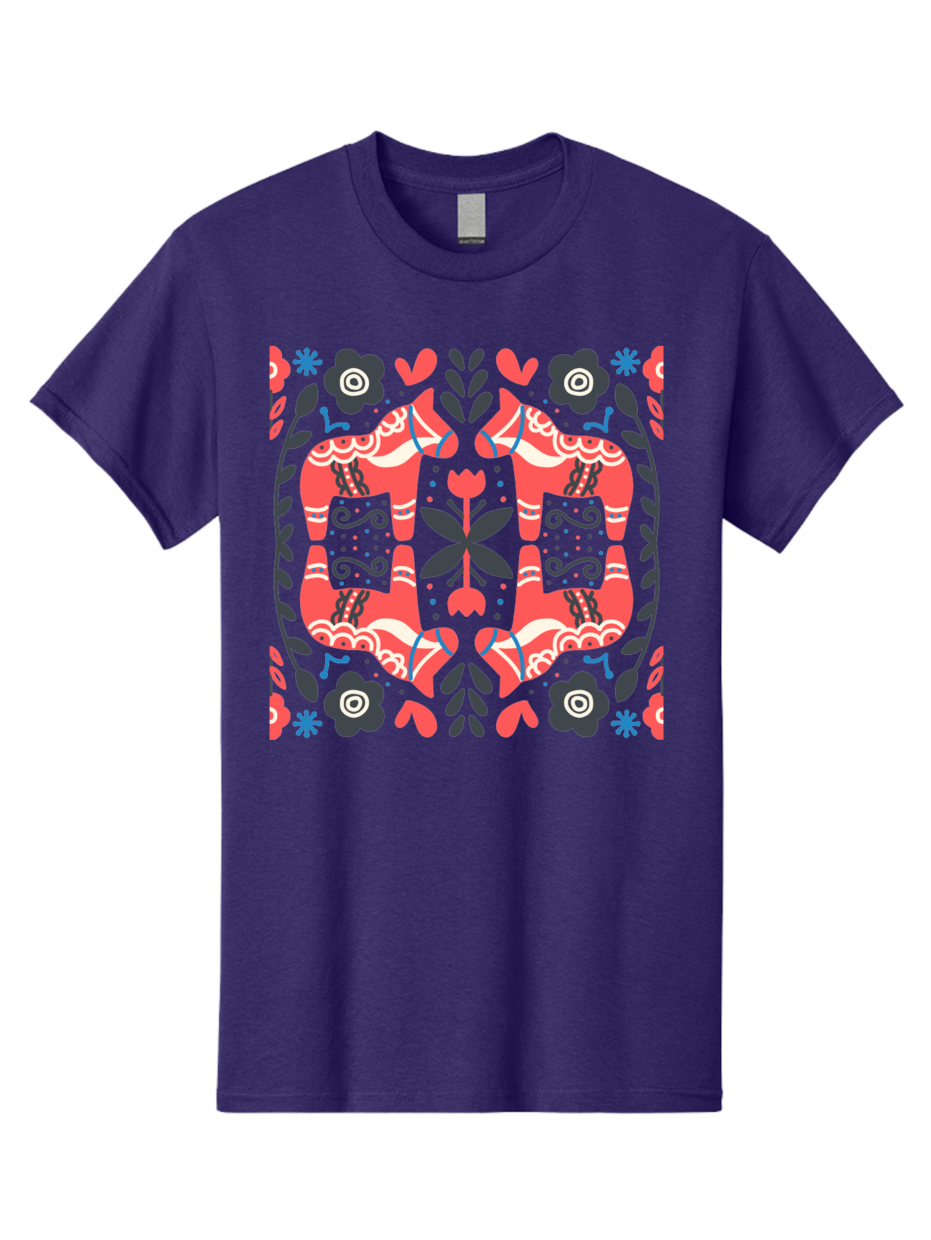 Floral-Pattern-2 Men'S Graphic Tee, 100% Cotton, Comfortable Casual Summer Wear, Machine Washable, Floral Designs, Geometric Shapes, Abstract Art, Black Flowers, Red And White Accents, Blue Details, Decorative Pattern, Symmetrical Design, Aab712