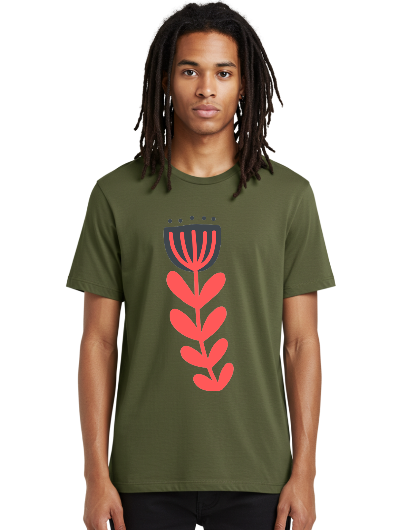 Flower-2 Men'S Graphic Tee, 100% Cotton, Comfortable Casual Summer Wear, Machine Washable, Simple Flower Design, Floral Pattern, Minimalist Art, Red And Black Hues, Bold Graphics, Stylized Bloom, Modern Illustration, Flower Graphic Aab722