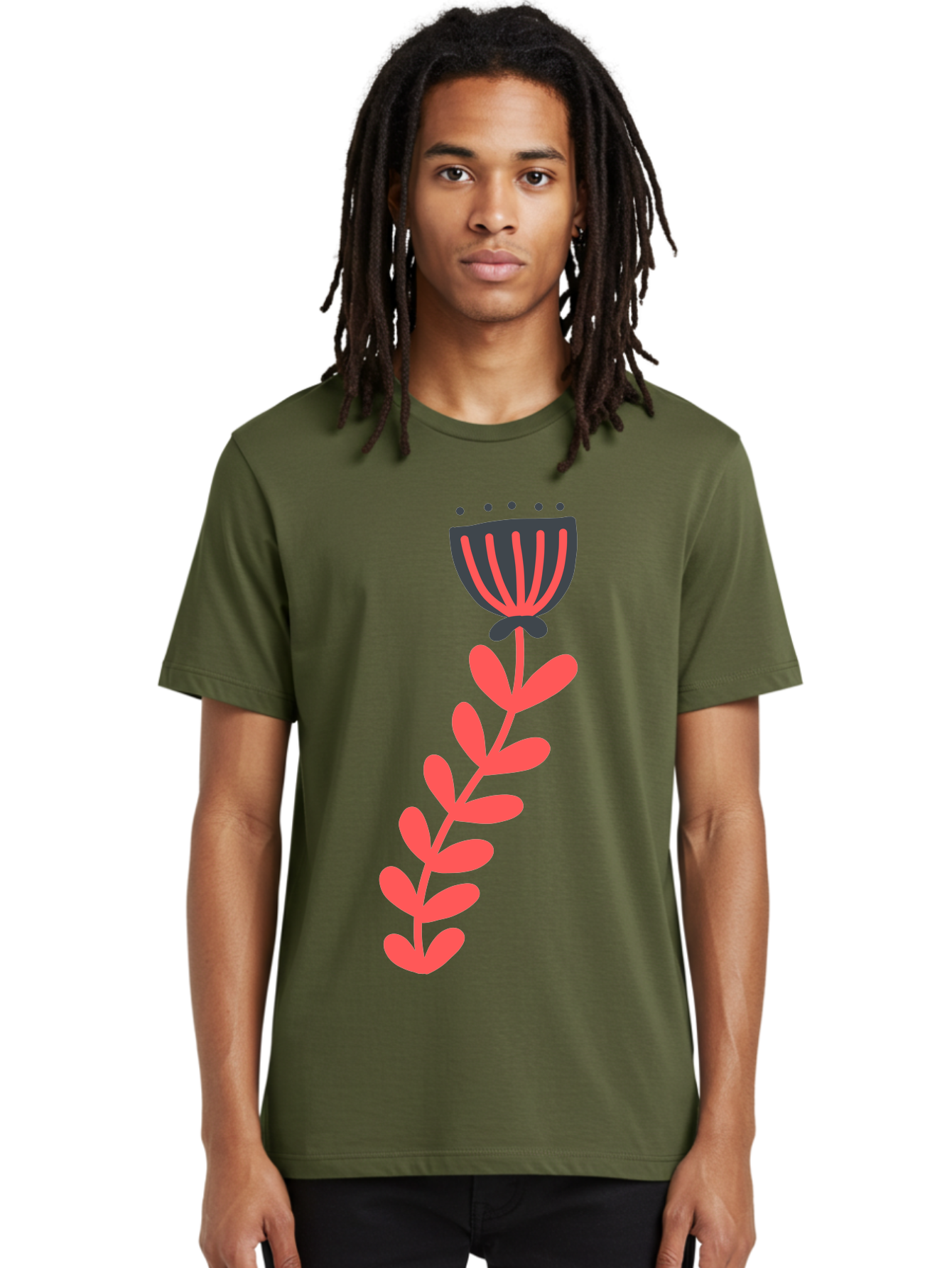 Flower-3 Men'S Graphic Tee, 100% Cotton, Comfortable Casual Summer Wear, Machine Washable, Simple Flower Illustration, Pink And Black Flower, Minimalist Design, Bold Lines, Graphic Art, Floral Motif, Modern Style Aab723