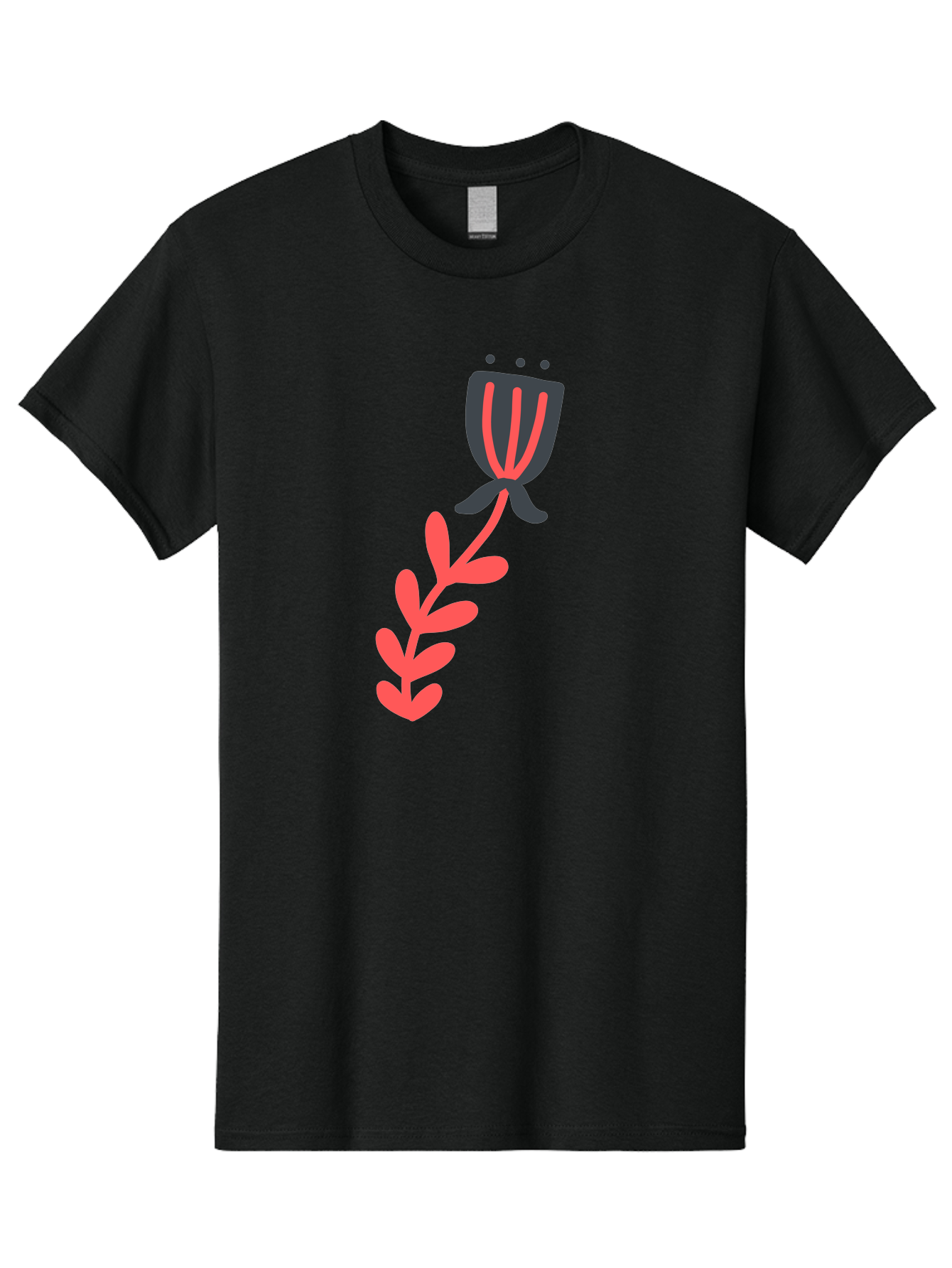 Flower-4 Men'S Graphic Tee, 100% Cotton, Comfortable Casual Summer Wear, Machine Washable, Stylized Tulip, Simple Design, Minimalist Art, Pink And Black, Floral Theme, Abstract Flower Aab724