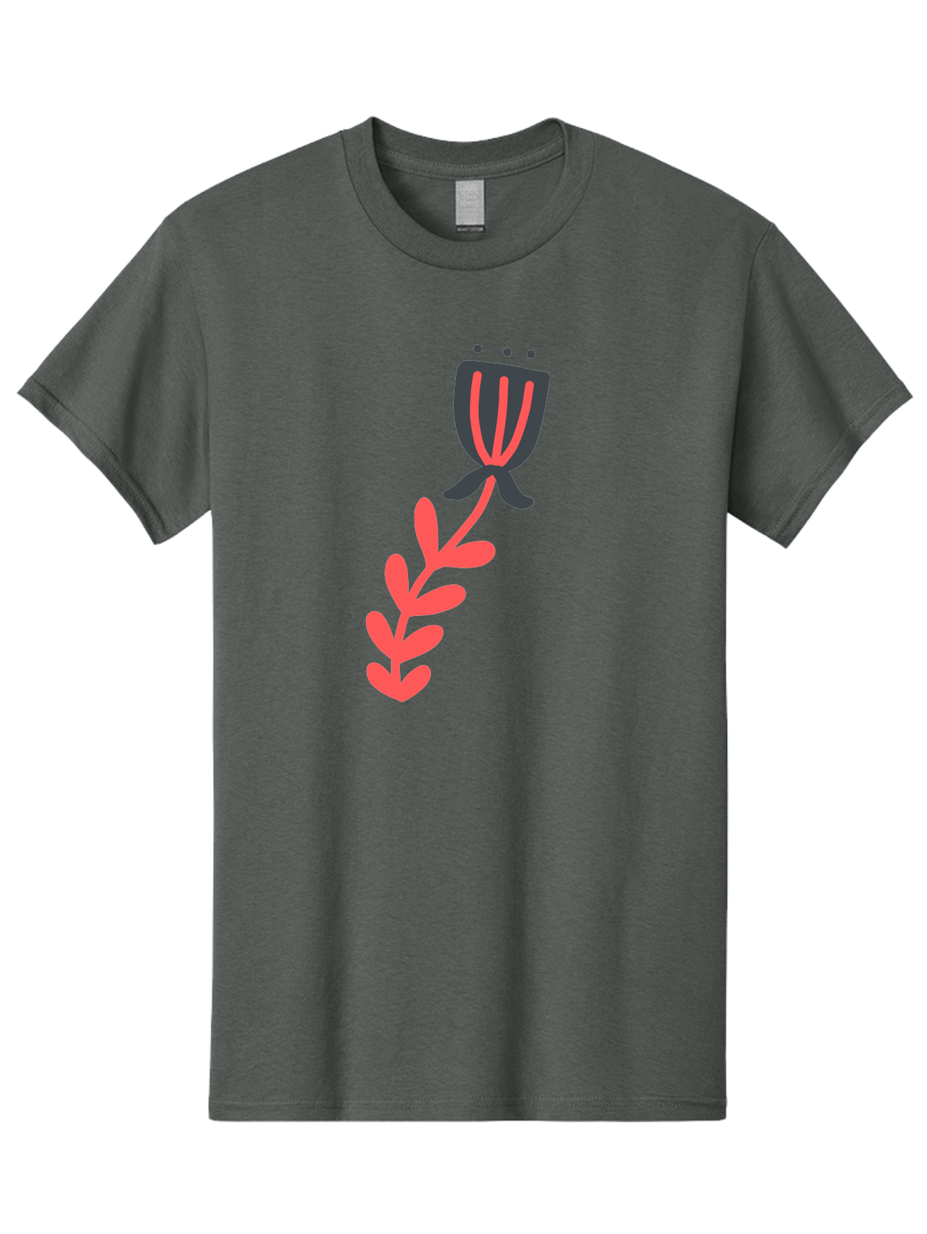 Flower-4 Men'S Graphic Tee, 100% Cotton, Comfortable Casual Summer Wear, Machine Washable, Stylized Tulip, Simple Design, Minimalist Art, Pink And Black, Floral Theme, Abstract Flower Aab724