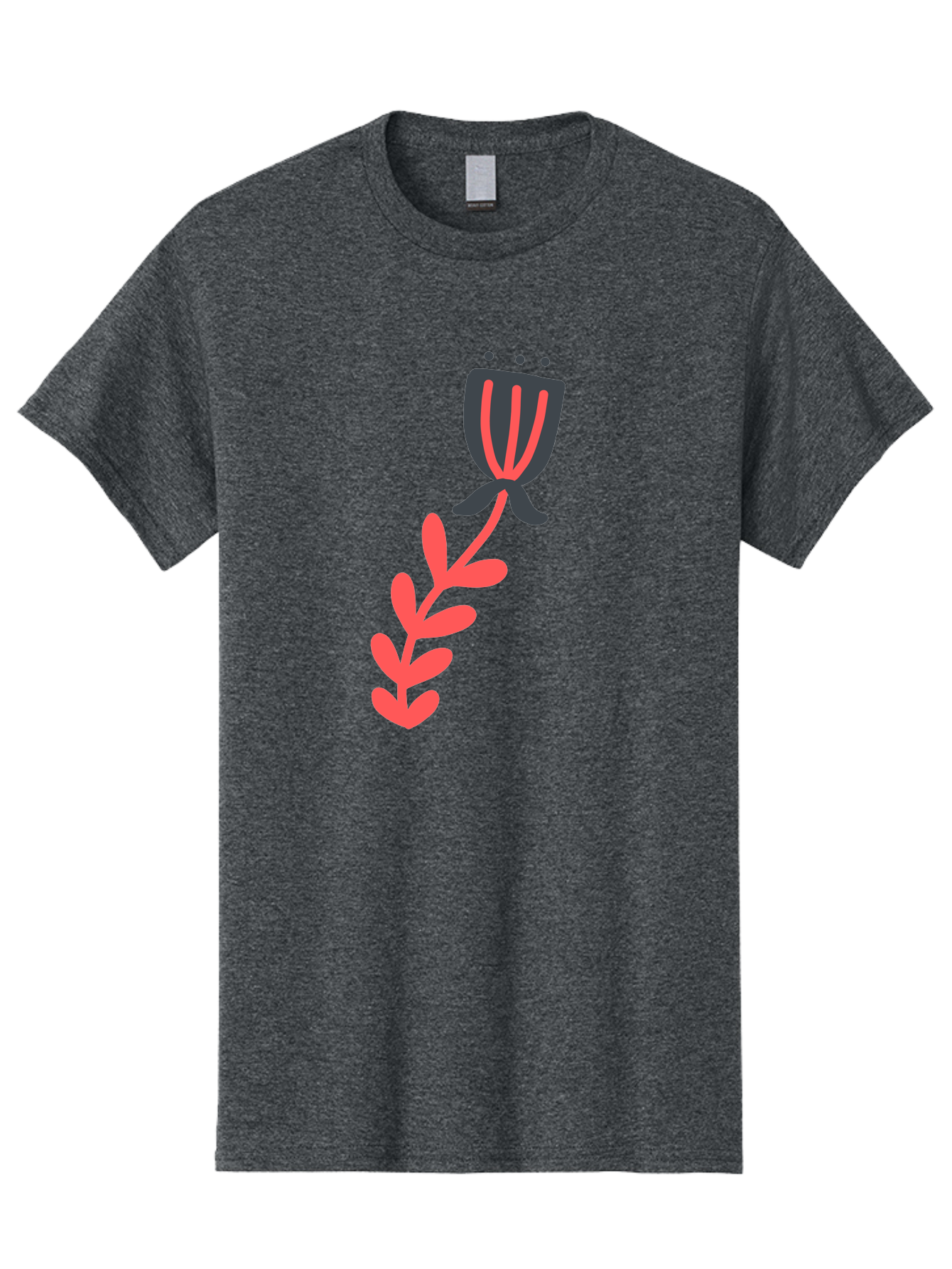 Flower-4 Men'S Graphic Tee, 100% Cotton, Comfortable Casual Summer Wear, Machine Washable, Stylized Tulip, Simple Design, Minimalist Art, Pink And Black, Floral Theme, Abstract Flower Aab724