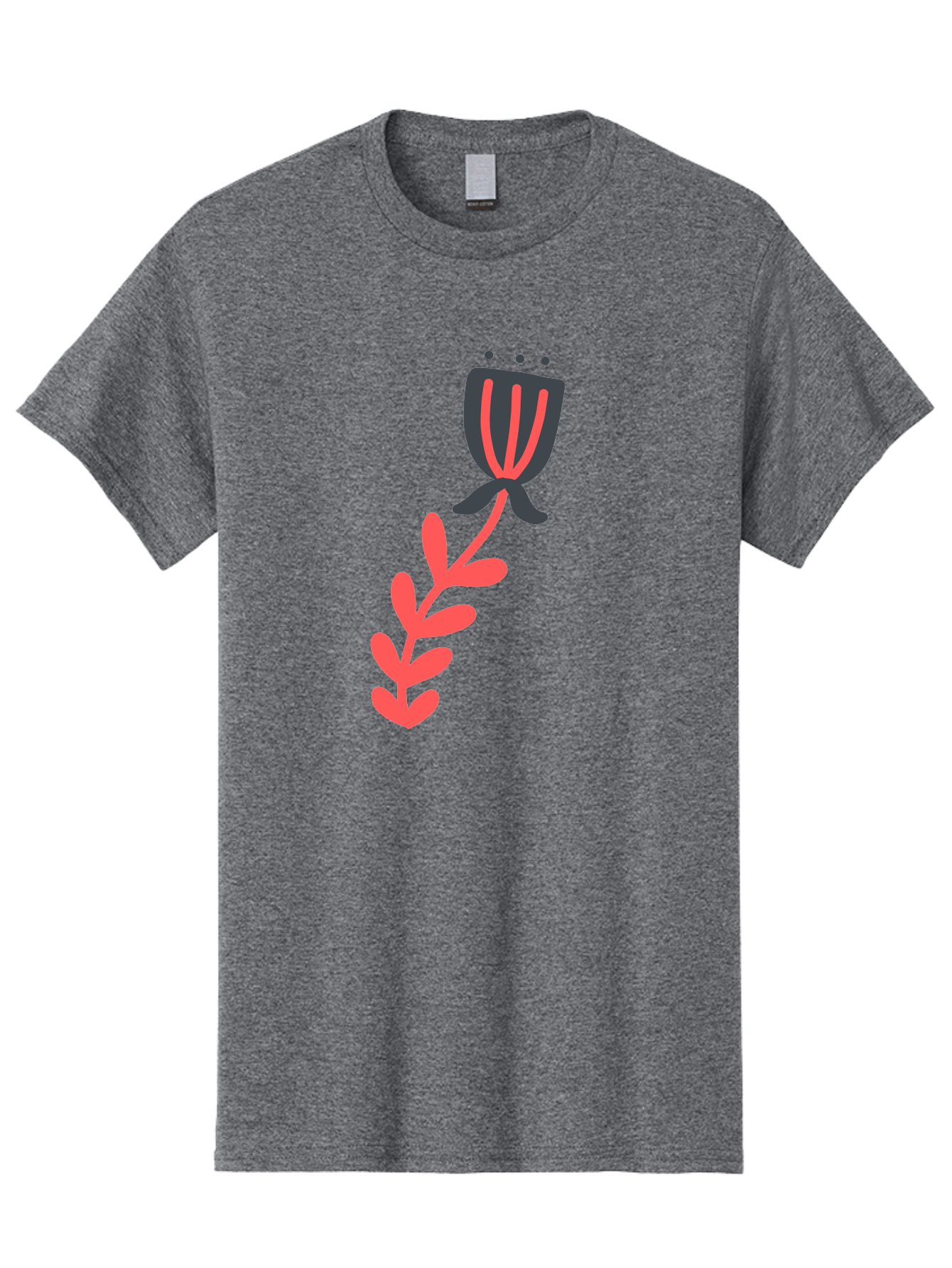 Flower-4 Men'S Graphic Tee, 100% Cotton, Comfortable Casual Summer Wear, Machine Washable, Stylized Tulip, Simple Design, Minimalist Art, Pink And Black, Floral Theme, Abstract Flower Aab724