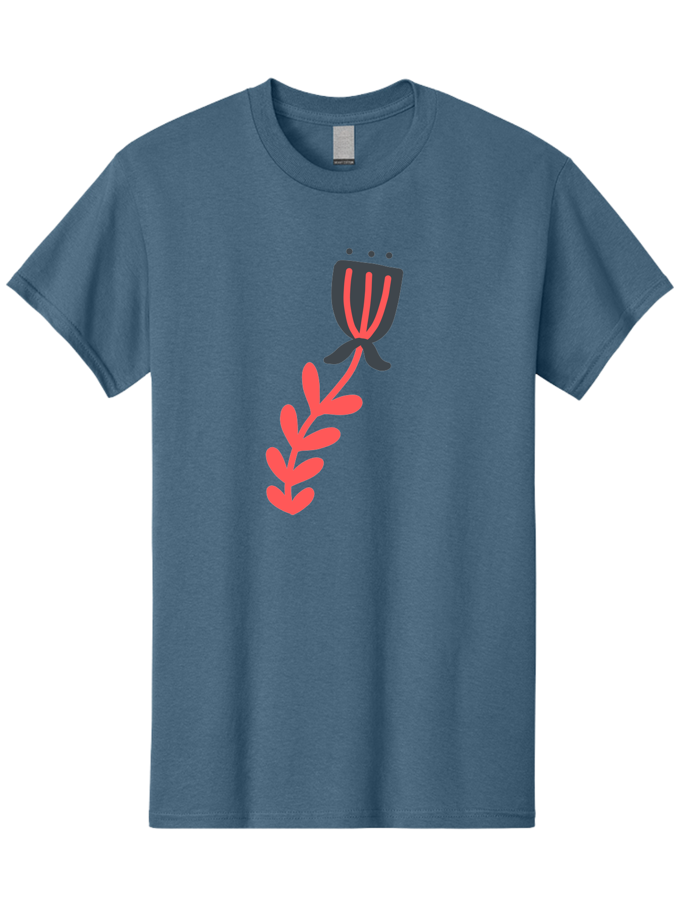 Flower-4 Men'S Graphic Tee, 100% Cotton, Comfortable Casual Summer Wear, Machine Washable, Stylized Tulip, Simple Design, Minimalist Art, Pink And Black, Floral Theme, Abstract Flower Aab724