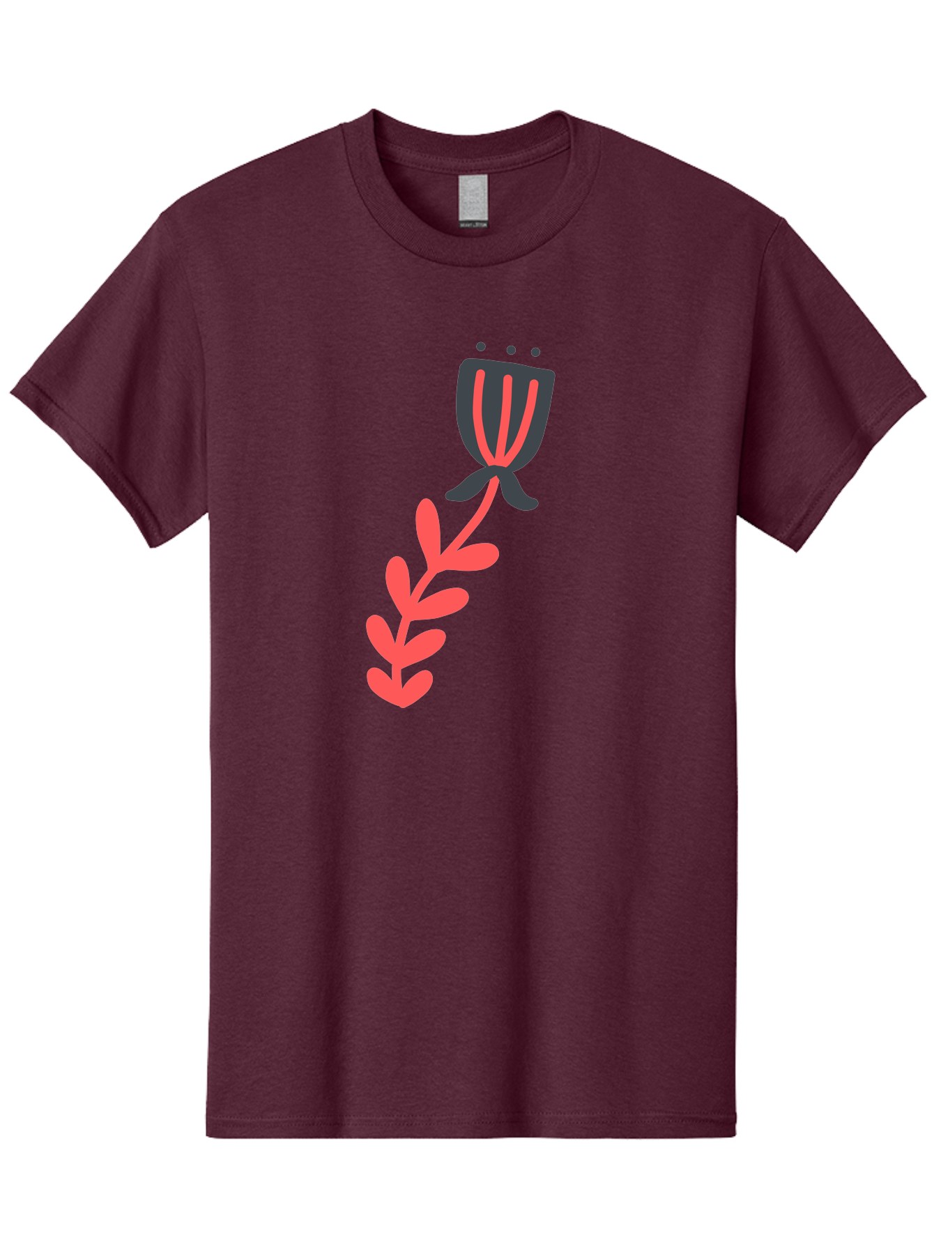 Flower-4 Men'S Graphic Tee, 100% Cotton, Comfortable Casual Summer Wear, Machine Washable, Stylized Tulip, Simple Design, Minimalist Art, Pink And Black, Floral Theme, Abstract Flower Aab724