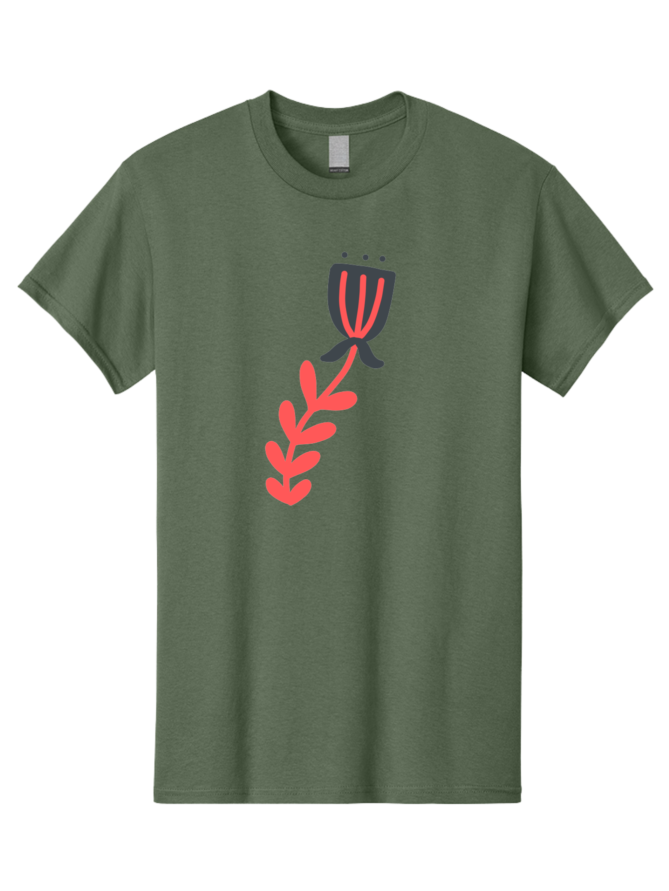 Flower-4 Men'S Graphic Tee, 100% Cotton, Comfortable Casual Summer Wear, Machine Washable, Stylized Tulip, Simple Design, Minimalist Art, Pink And Black, Floral Theme, Abstract Flower Aab724
