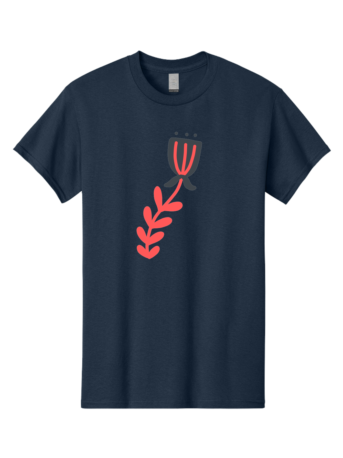 Flower-4 Men'S Graphic Tee, 100% Cotton, Comfortable Casual Summer Wear, Machine Washable, Stylized Tulip, Simple Design, Minimalist Art, Pink And Black, Floral Theme, Abstract Flower Aab724