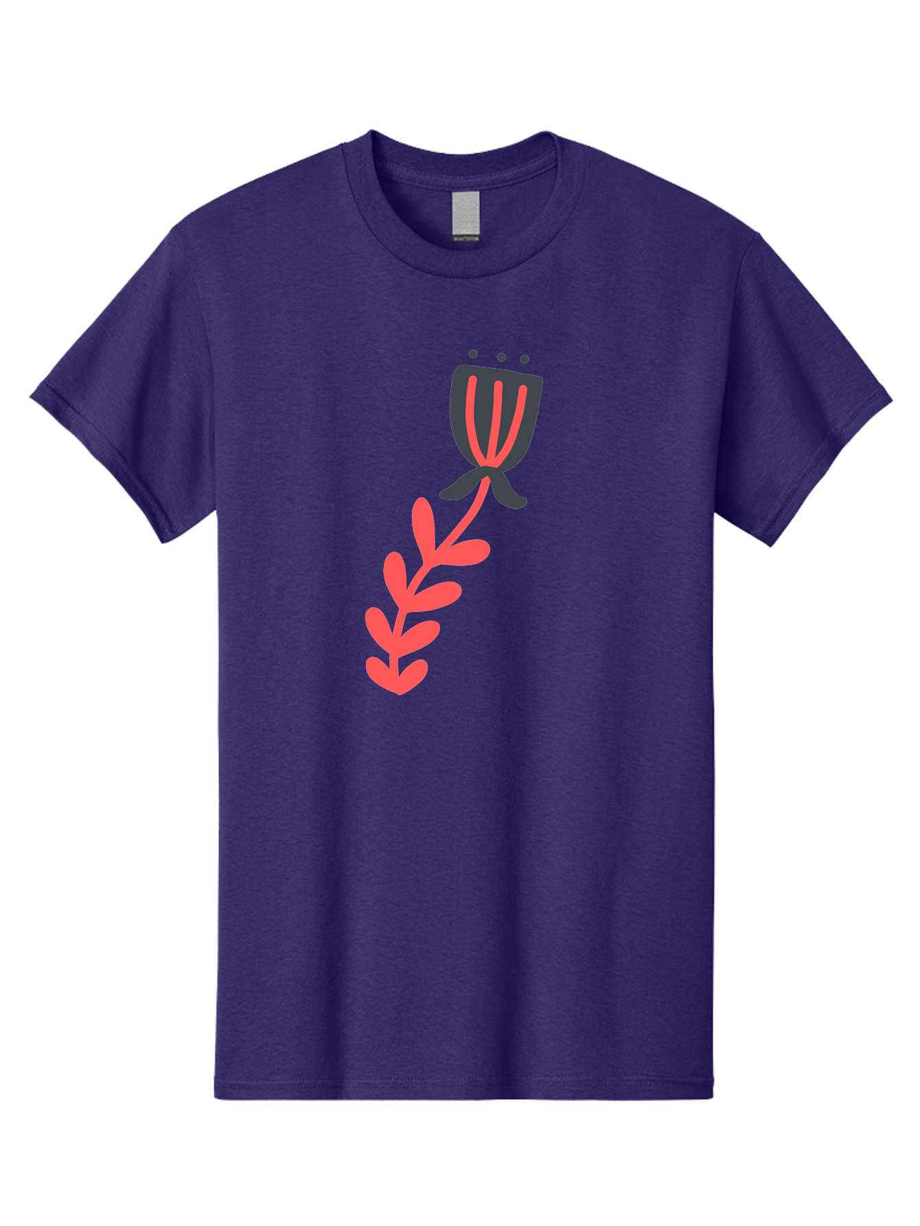 Flower-4 Men'S Graphic Tee, 100% Cotton, Comfortable Casual Summer Wear, Machine Washable, Stylized Tulip, Simple Design, Minimalist Art, Pink And Black, Floral Theme, Abstract Flower Aab724