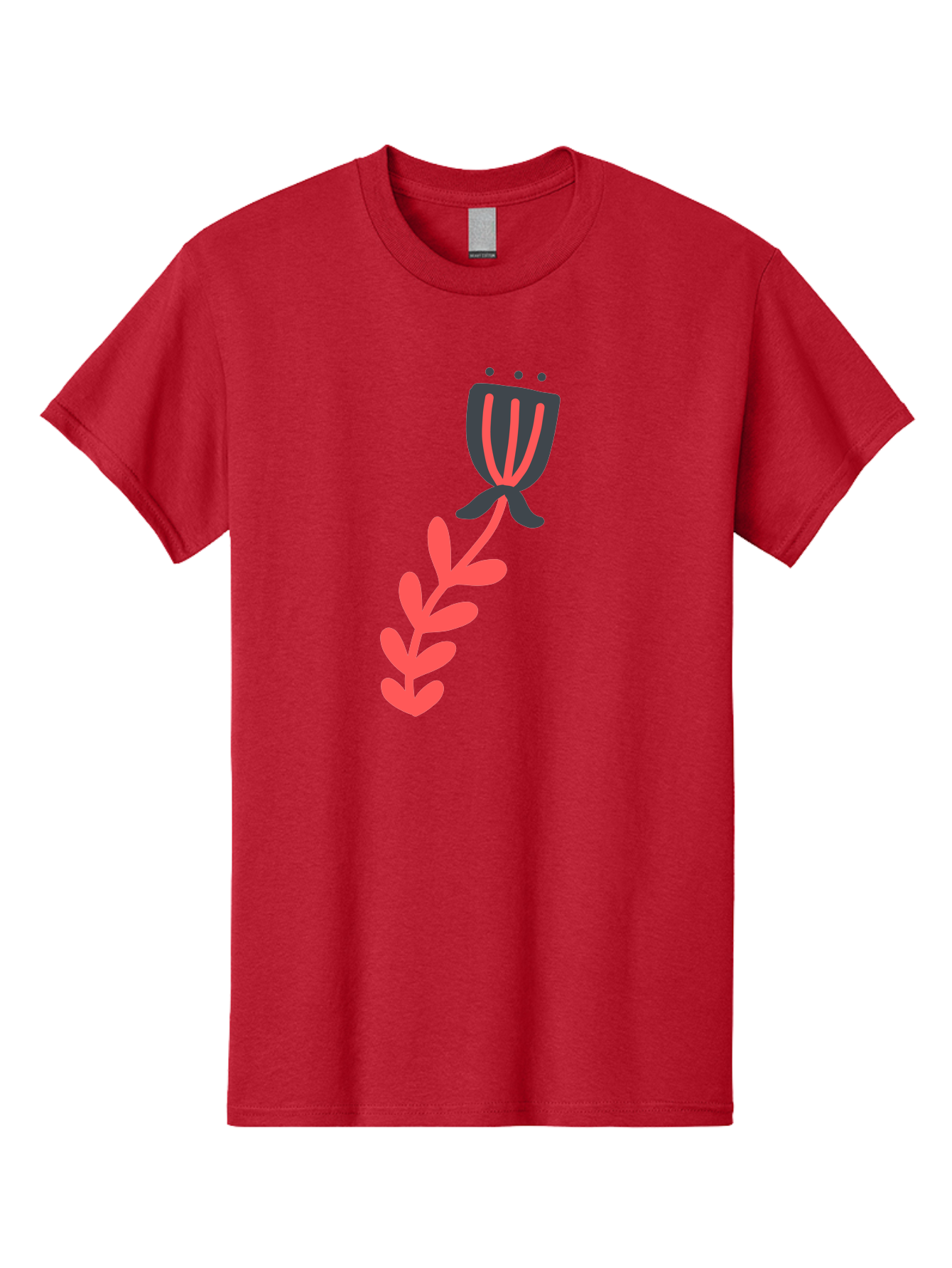 Flower-4 Men'S Graphic Tee, 100% Cotton, Comfortable Casual Summer Wear, Machine Washable, Stylized Tulip, Simple Design, Minimalist Art, Pink And Black, Floral Theme, Abstract Flower Aab724