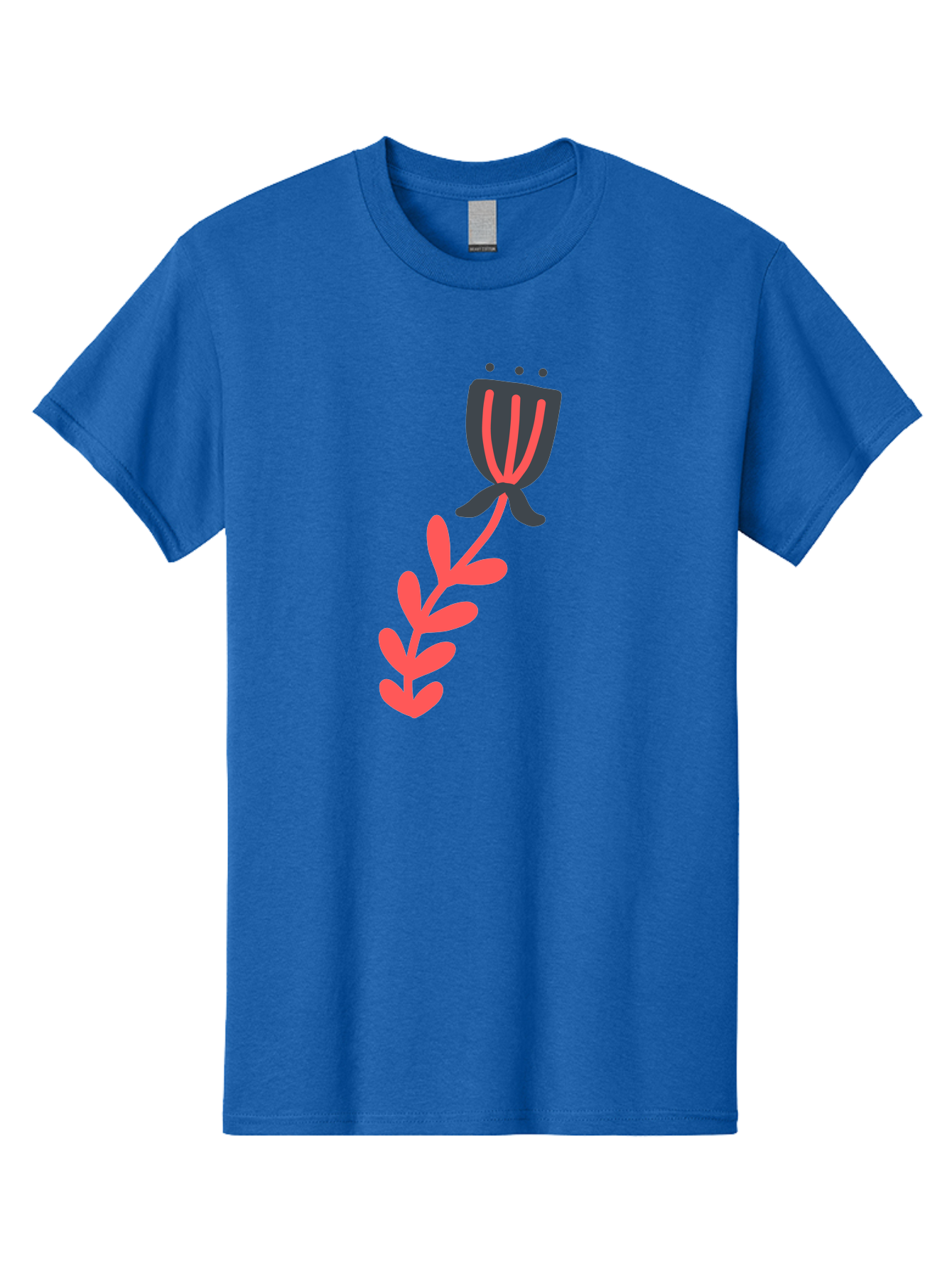 Flower-4 Men'S Graphic Tee, 100% Cotton, Comfortable Casual Summer Wear, Machine Washable, Stylized Tulip, Simple Design, Minimalist Art, Pink And Black, Floral Theme, Abstract Flower Aab724