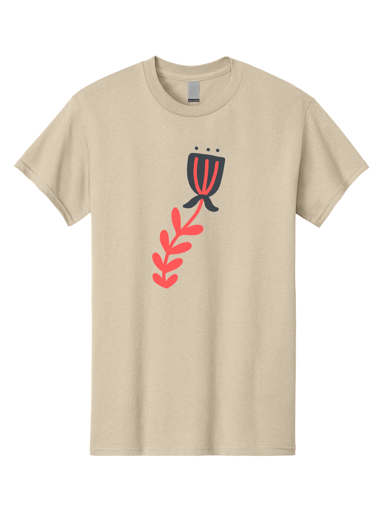 Flower-4 Men'S Graphic Tee, 100% Cotton, Comfortable Casual Summer Wear, Machine Washable, Stylized Tulip, Simple Design, Minimalist Art, Pink And Black, Floral Theme, Abstract Flower Aab724