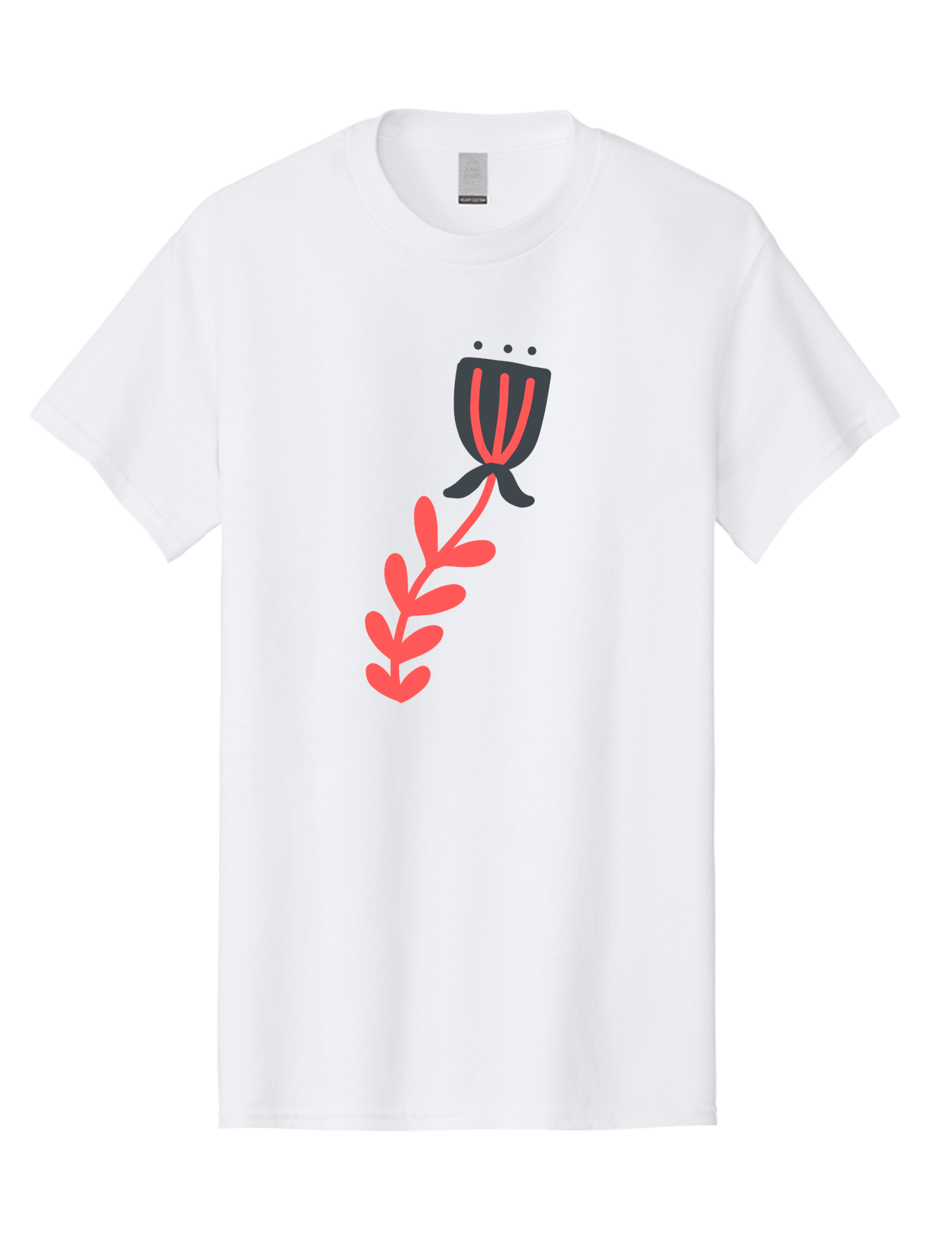 Flower-4 Men'S Graphic Tee, 100% Cotton, Comfortable Casual Summer Wear, Machine Washable, Stylized Tulip, Simple Design, Minimalist Art, Pink And Black, Floral Theme, Abstract Flower Aab724