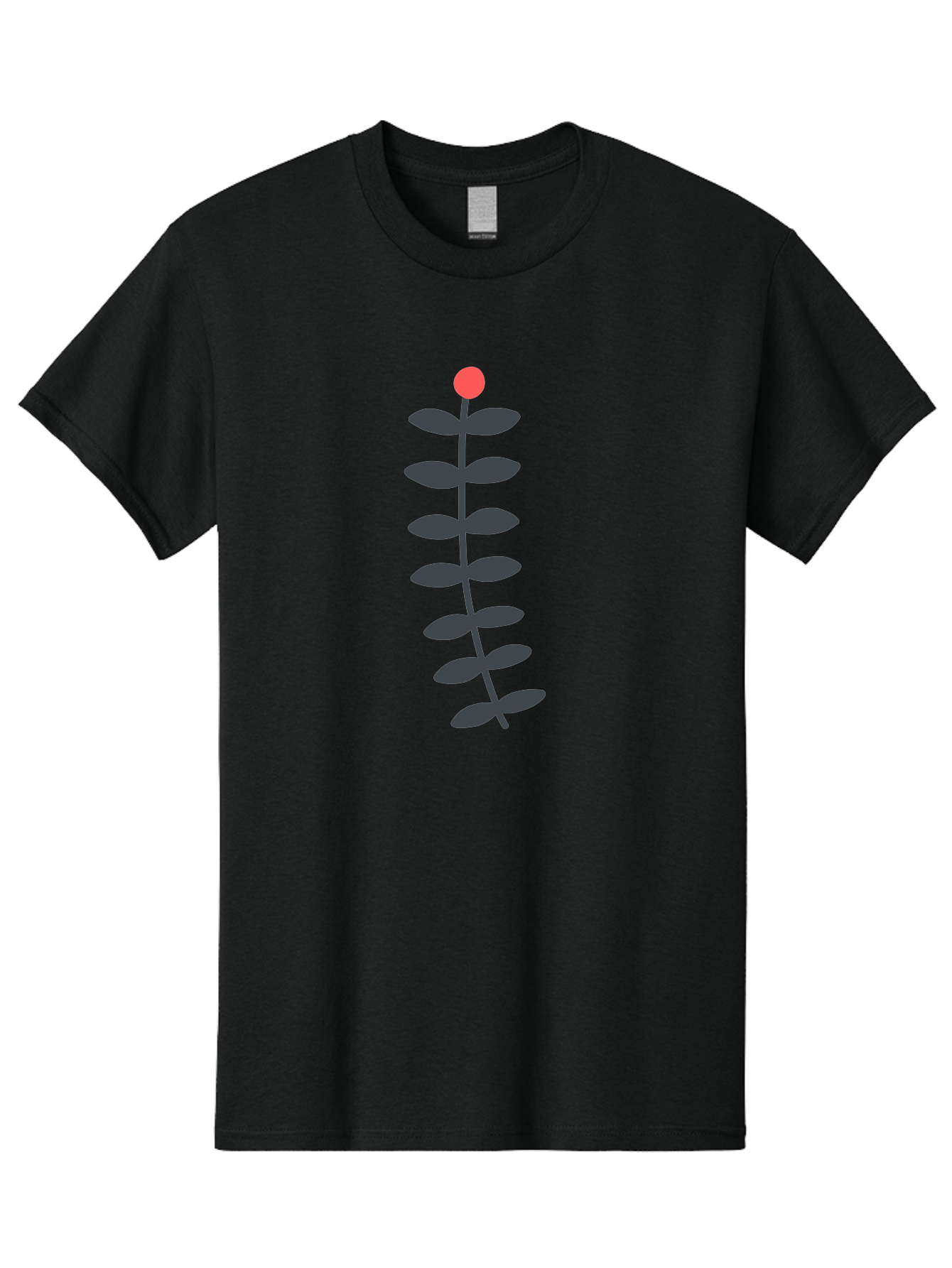Flower-5 Men'S Graphic Tee, 100% Cotton, Comfortable Casual Summer Wear, Machine Washable, Simple Flower Illustration, Red Bloom, Dark Green Leaves, Minimalist Design, Botanical Art, Floral Graphic Aab725