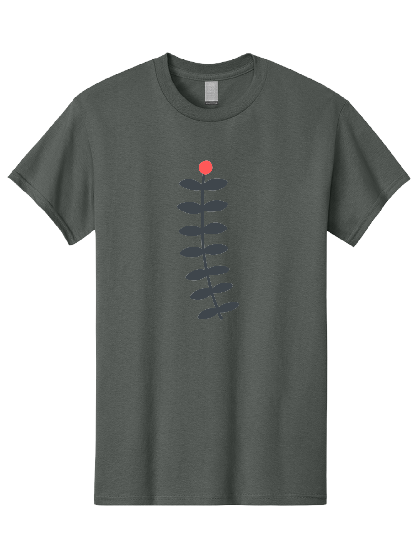 Flower-5 Men'S Graphic Tee, 100% Cotton, Comfortable Casual Summer Wear, Machine Washable, Simple Flower Illustration, Red Bloom, Dark Green Leaves, Minimalist Design, Botanical Art, Floral Graphic Aab725