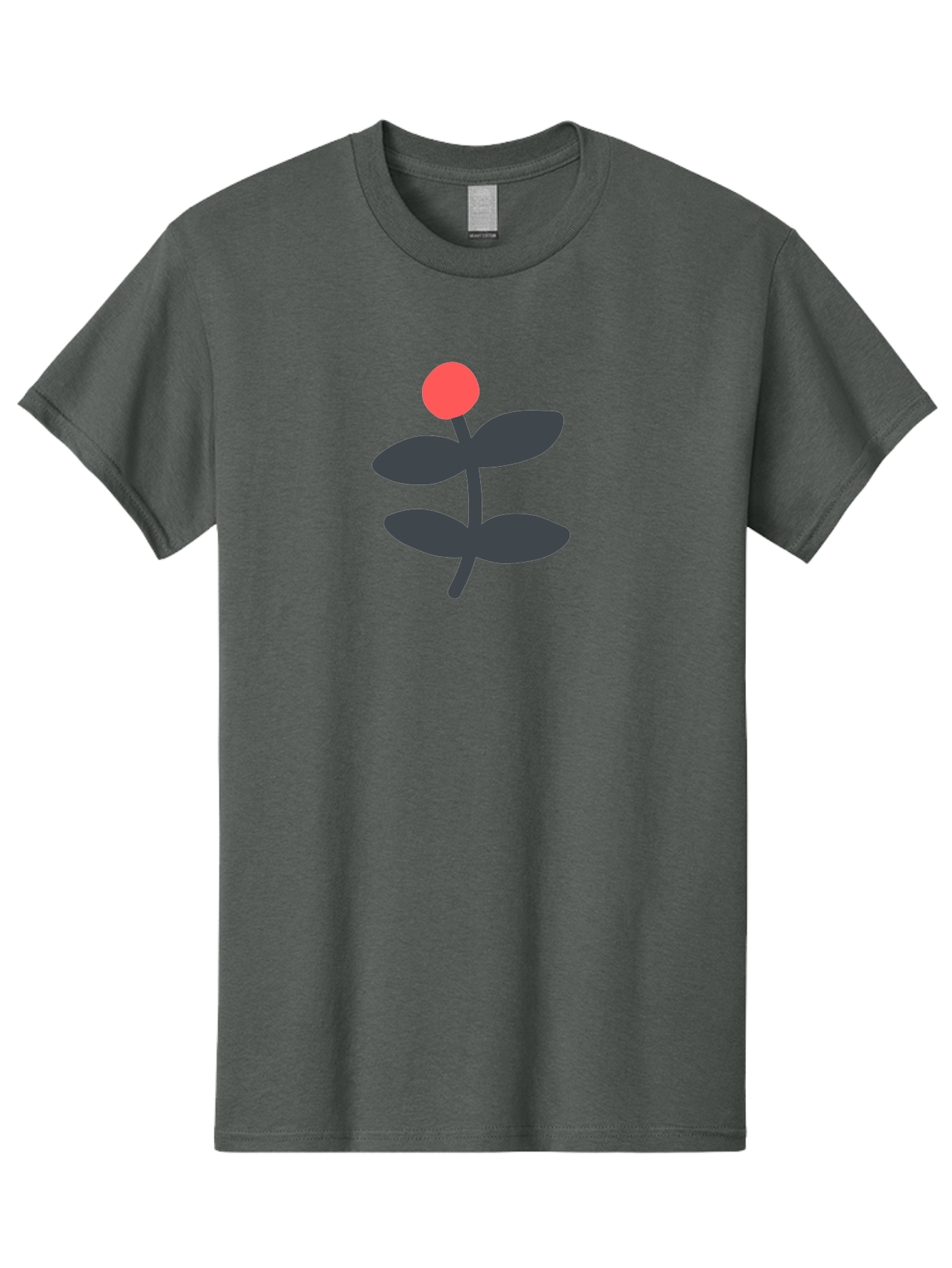 Flower-6 Men'S Graphic Tee, 100% Cotton, Comfortable Casual Summer Wear, Machine Washable, Simple Flower Illustration, Red Bud, Dark Grey Leaves, Minimalist Design, Modern Floral Art, Graphic Illustration, Bold Colors Aab726