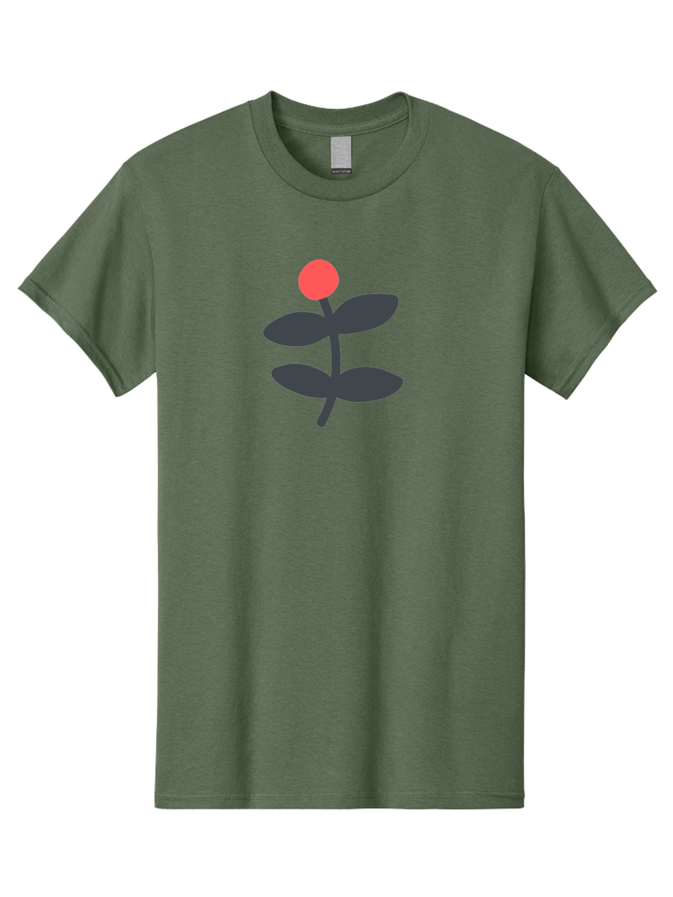 Flower-6 Men'S Graphic Tee, 100% Cotton, Comfortable Casual Summer Wear, Machine Washable, Simple Flower Illustration, Red Bud, Dark Grey Leaves, Minimalist Design, Modern Floral Art, Graphic Illustration, Bold Colors Aab726