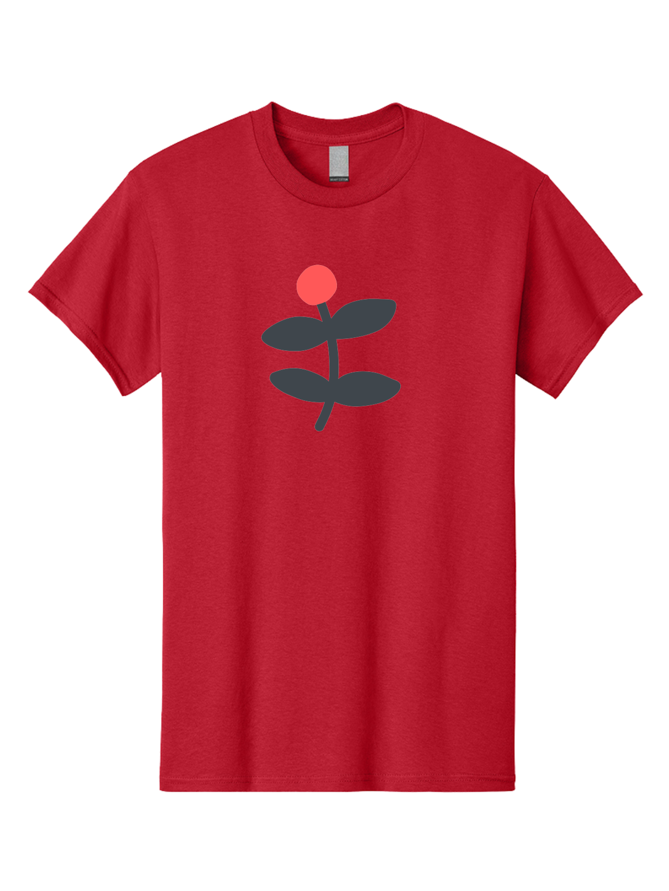 Flower-6 Men'S Graphic Tee, 100% Cotton, Comfortable Casual Summer Wear, Machine Washable, Simple Flower Illustration, Red Bud, Dark Grey Leaves, Minimalist Design, Modern Floral Art, Graphic Illustration, Bold Colors Aab726