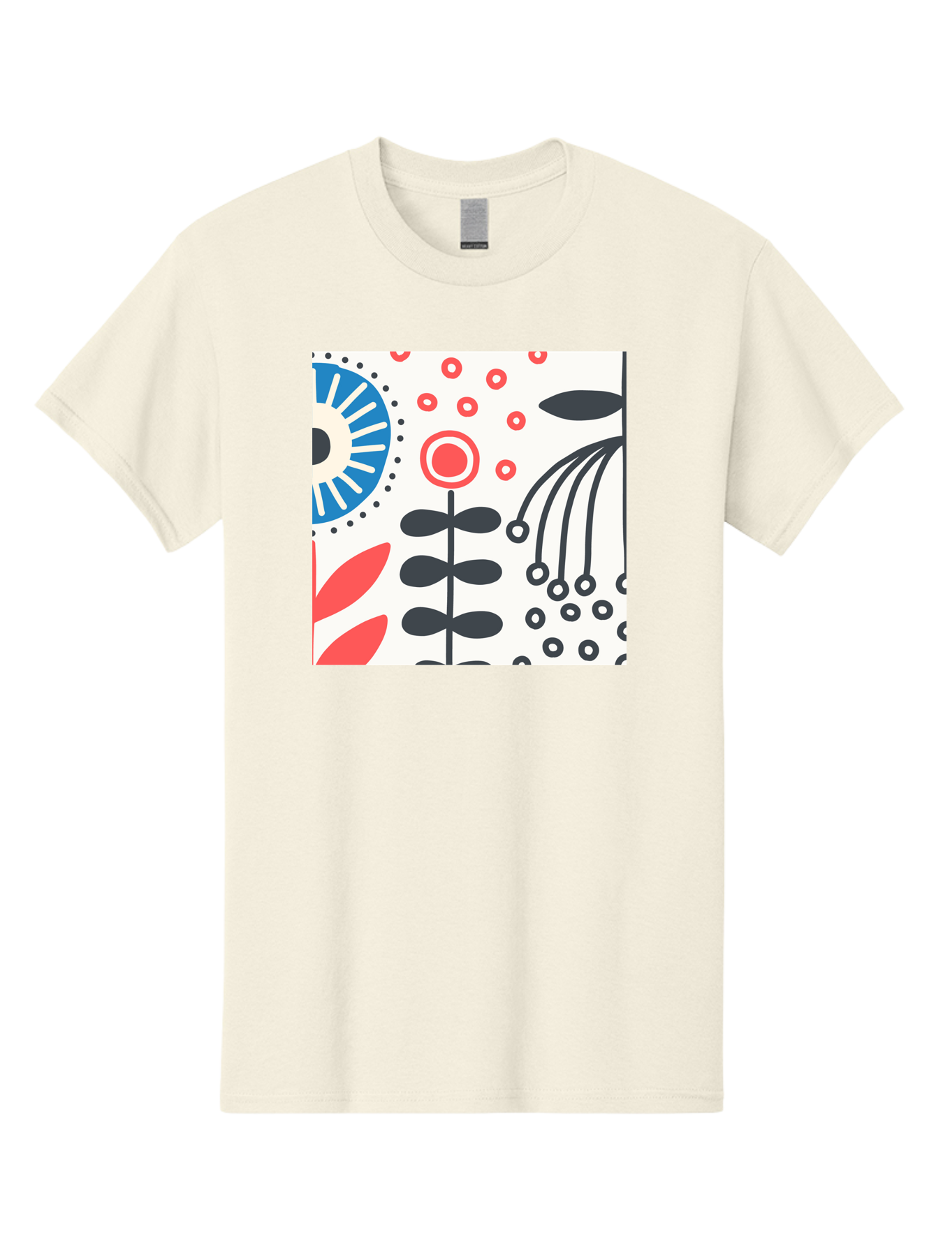 Flower-Design Men'S Graphic Tee, 100% Cotton, Comfortable Casual Summer Wear, Machine Washable, Abstract Floral Pattern, Minimalist Design, Bold Graphics, Modern Art, Floral Motifs, Red And Black Accents, Stylized Flowers, Geometric Shapes, Aab728