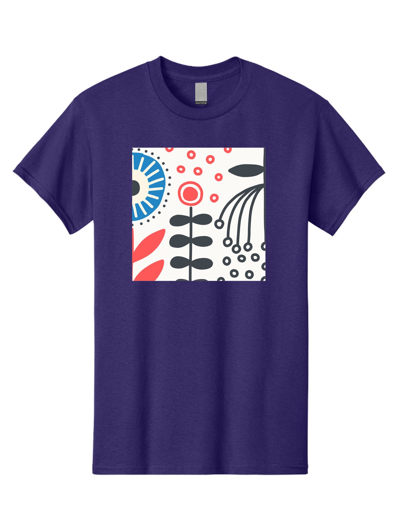 Flower-Design Men'S Graphic Tee, 100% Cotton, Comfortable Casual Summer Wear, Machine Washable, Abstract Floral Pattern, Minimalist Design, Bold Graphics, Modern Art, Floral Motifs, Red And Black Accents, Stylized Flowers, Geometric Shapes, Aab728