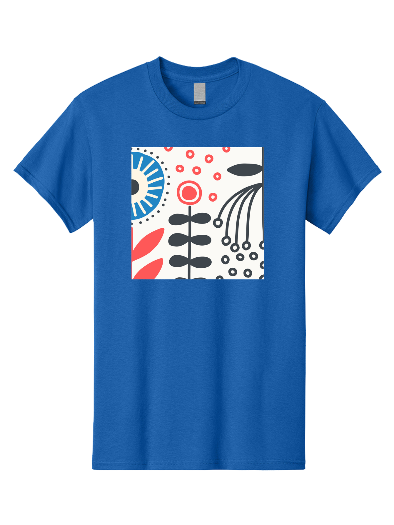 Flower-Design Men'S Graphic Tee, 100% Cotton, Comfortable Casual Summer Wear, Machine Washable, Abstract Floral Pattern, Minimalist Design, Bold Graphics, Modern Art, Floral Motifs, Red And Black Accents, Stylized Flowers, Geometric Shapes, Aab728