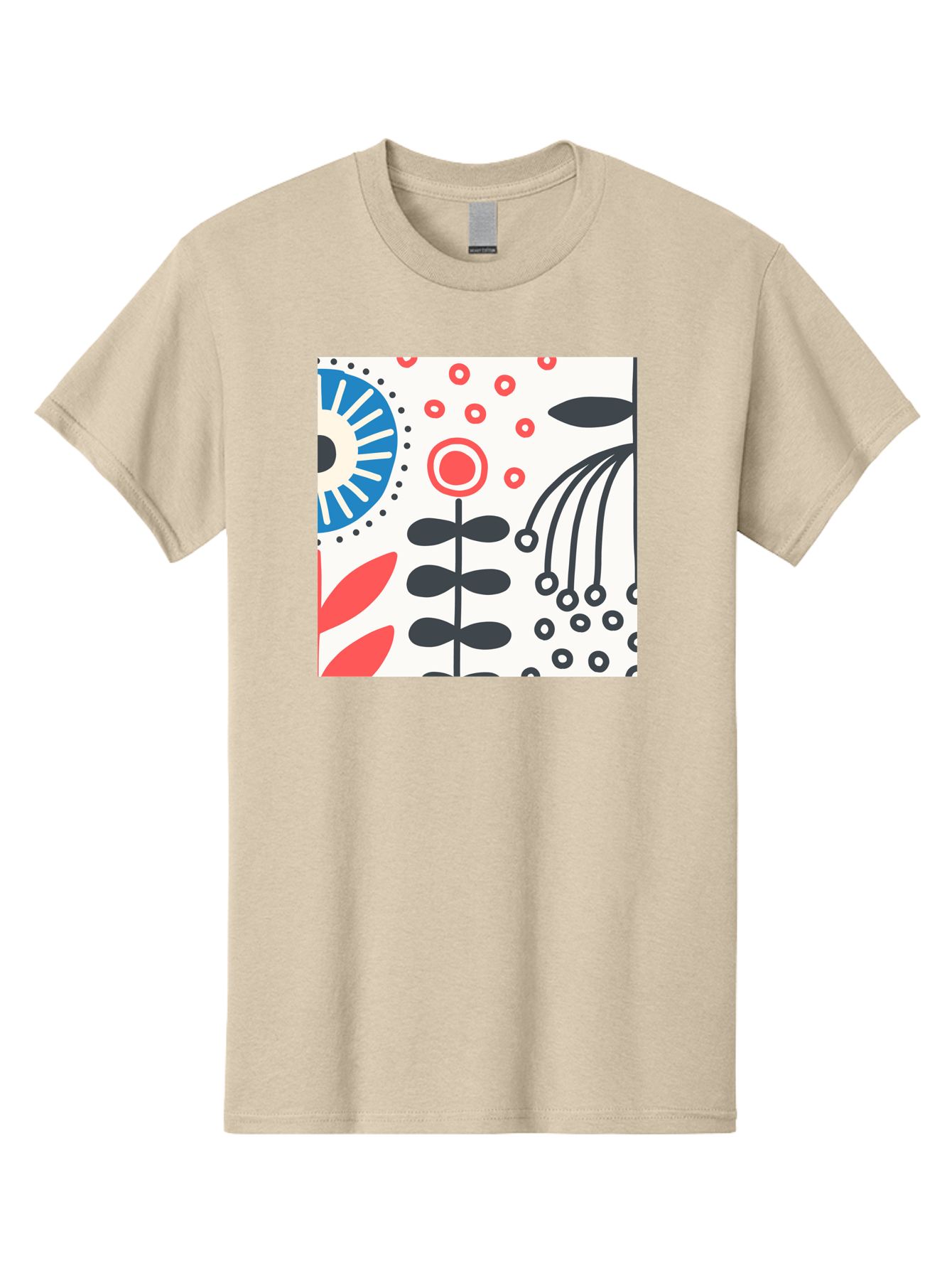 Flower-Design Men'S Graphic Tee, 100% Cotton, Comfortable Casual Summer Wear, Machine Washable, Abstract Floral Pattern, Minimalist Design, Bold Graphics, Modern Art, Floral Motifs, Red And Black Accents, Stylized Flowers, Geometric Shapes, Aab728