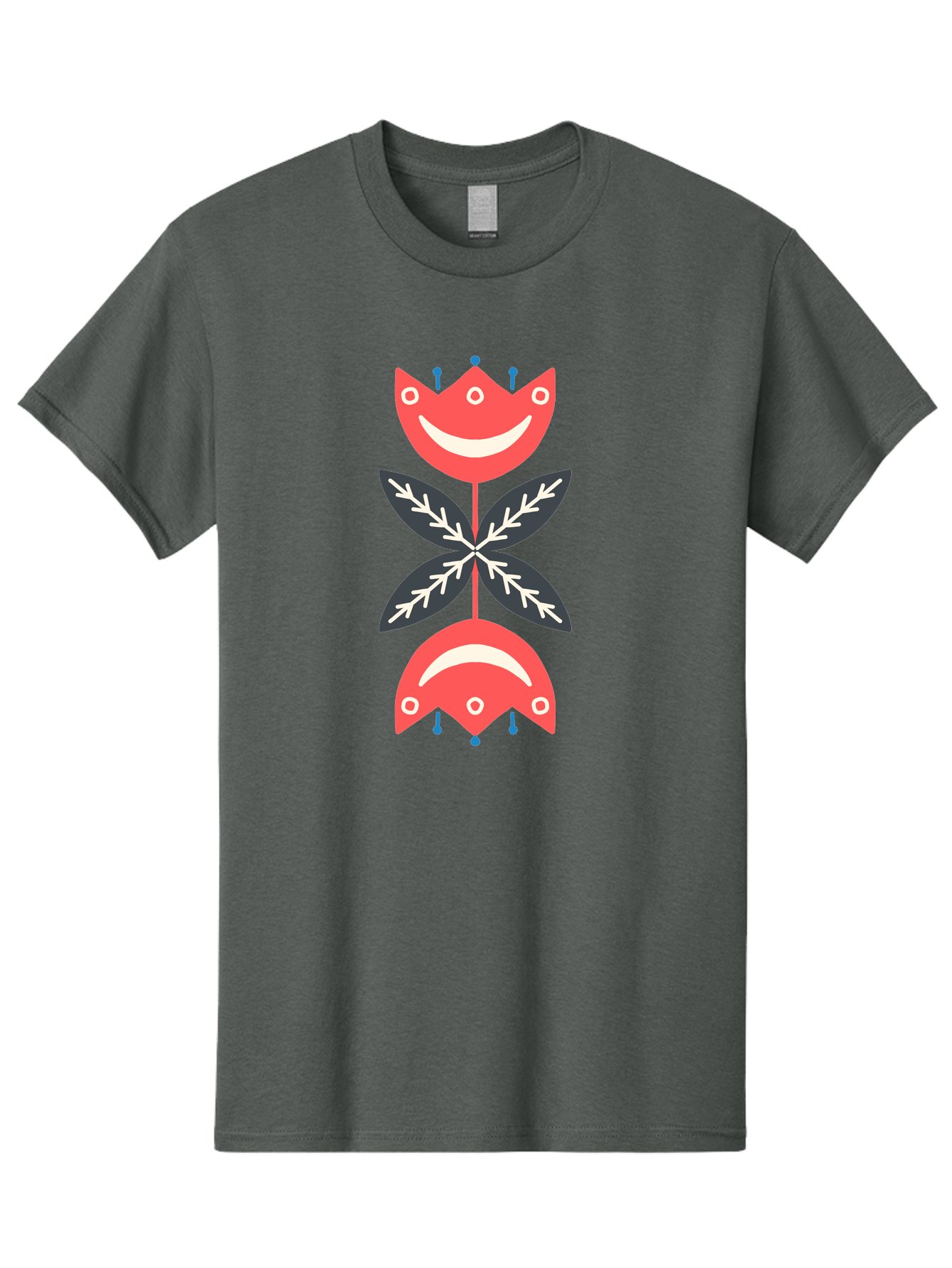 Flower-Face Men'S Graphic Tee, 100% Cotton, Comfortable Casual Summer Wear, Machine Washable, Red Smiley Faces, Playful Flowers, Cartoon Characters, Happy Emotions, Floral Designs, Whimsical Art, Cute Illustrations Aab729