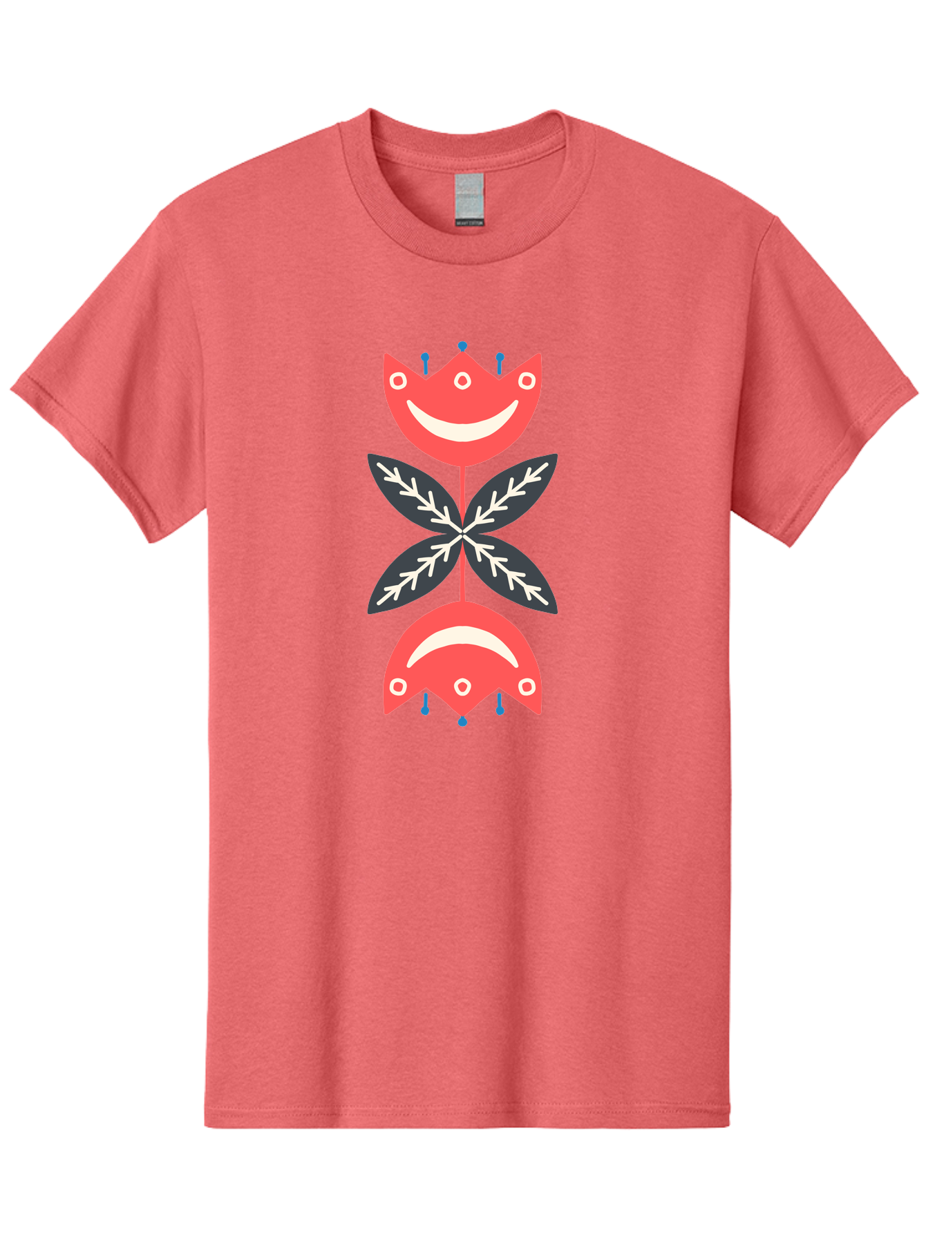 Flower-Face Men'S Graphic Tee, 100% Cotton, Comfortable Casual Summer Wear, Machine Washable, Red Smiley Faces, Playful Flowers, Cartoon Characters, Happy Emotions, Floral Designs, Whimsical Art, Cute Illustrations Aab729