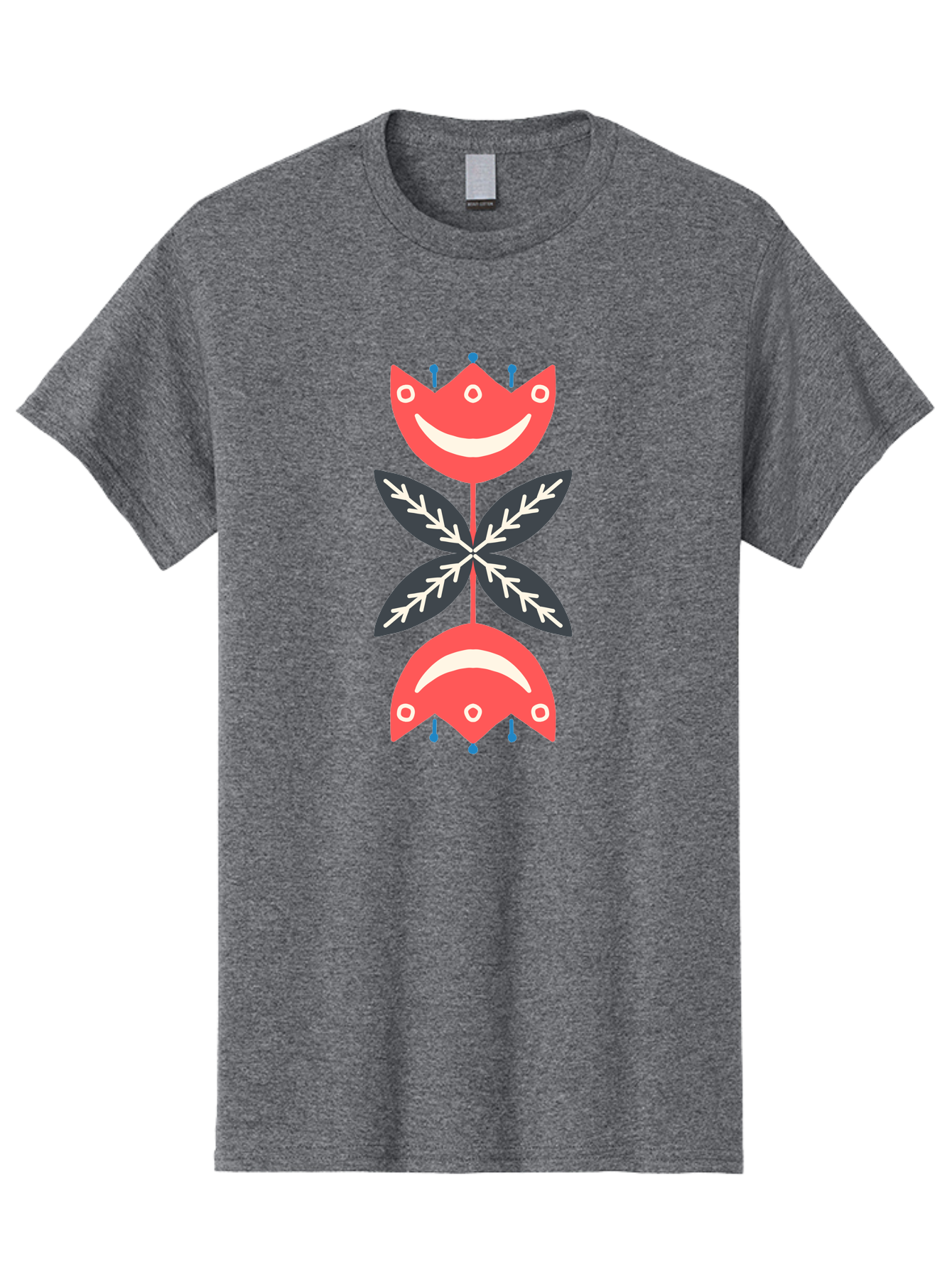 Flower-Face Men'S Graphic Tee, 100% Cotton, Comfortable Casual Summer Wear, Machine Washable, Red Smiley Faces, Playful Flowers, Cartoon Characters, Happy Emotions, Floral Designs, Whimsical Art, Cute Illustrations Aab729