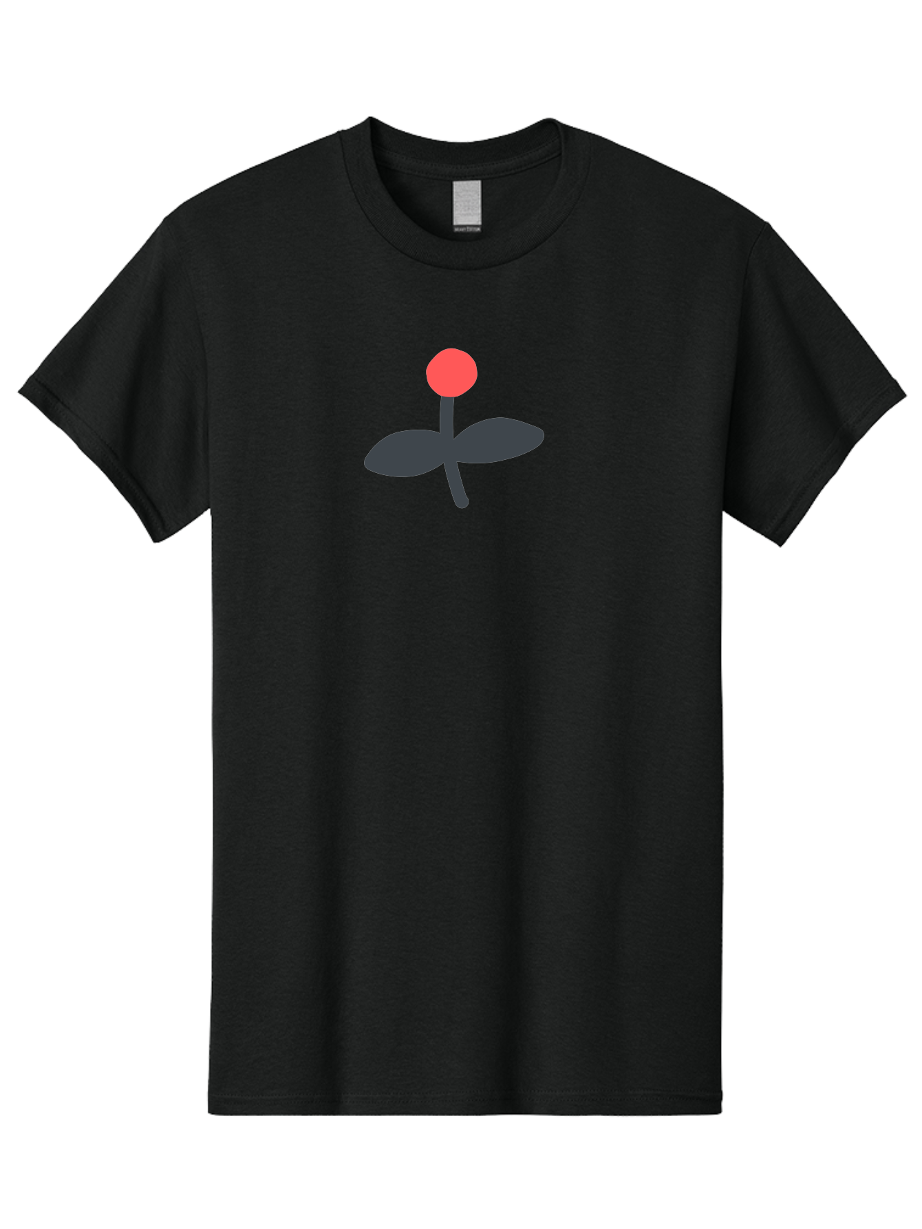 Flower-Graphic Men'S Graphic Tee, 100% Cotton, Comfortable Casual Summer Wear, Machine Washable, Simple Flower, Red Blossom, Black Leaves, Minimalist Design, Abstract Art, Floral Illustration, Modern Graphic Aab730