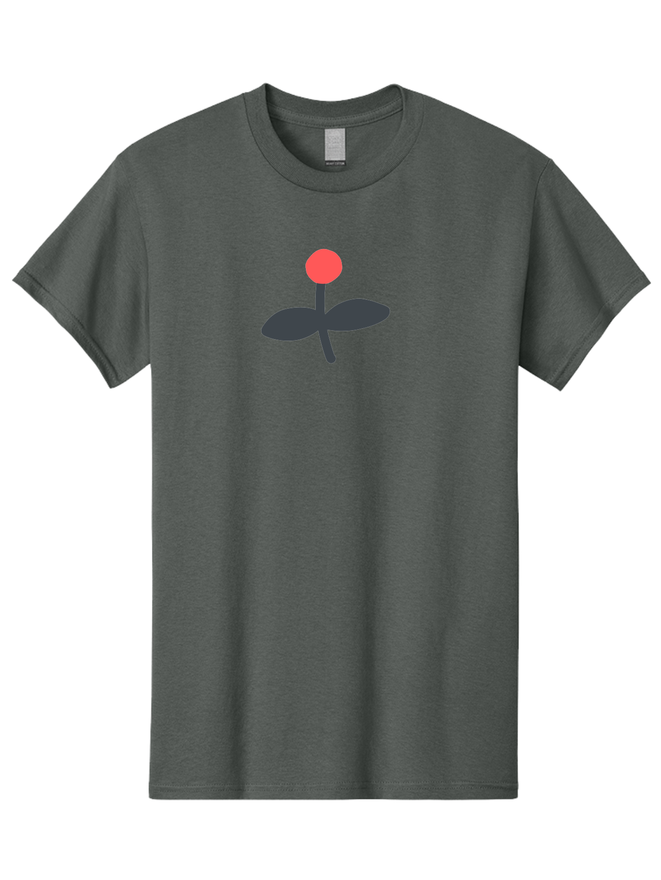 Flower-Graphic Men'S Graphic Tee, 100% Cotton, Comfortable Casual Summer Wear, Machine Washable, Simple Flower, Red Blossom, Black Leaves, Minimalist Design, Abstract Art, Floral Illustration, Modern Graphic Aab730