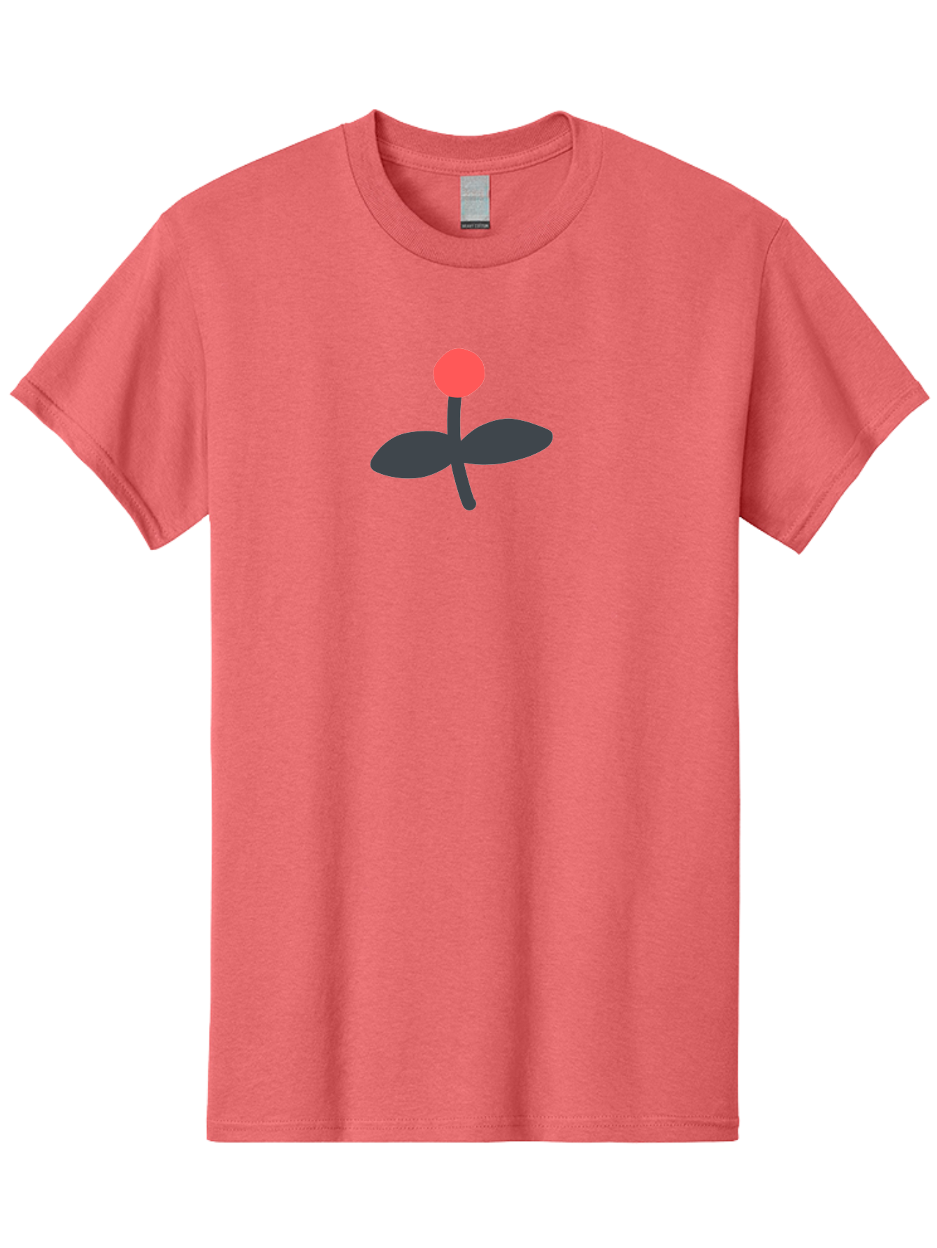 Flower-Graphic Men'S Graphic Tee, 100% Cotton, Comfortable Casual Summer Wear, Machine Washable, Simple Flower, Red Blossom, Black Leaves, Minimalist Design, Abstract Art, Floral Illustration, Modern Graphic Aab730