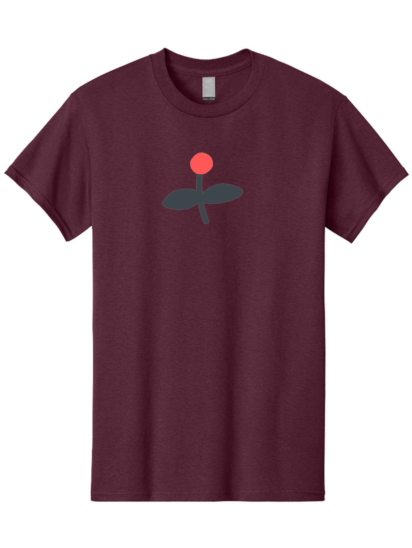 Flower-Graphic Men'S Graphic Tee, 100% Cotton, Comfortable Casual Summer Wear, Machine Washable, Simple Flower, Red Blossom, Black Leaves, Minimalist Design, Abstract Art, Floral Illustration, Modern Graphic Aab730