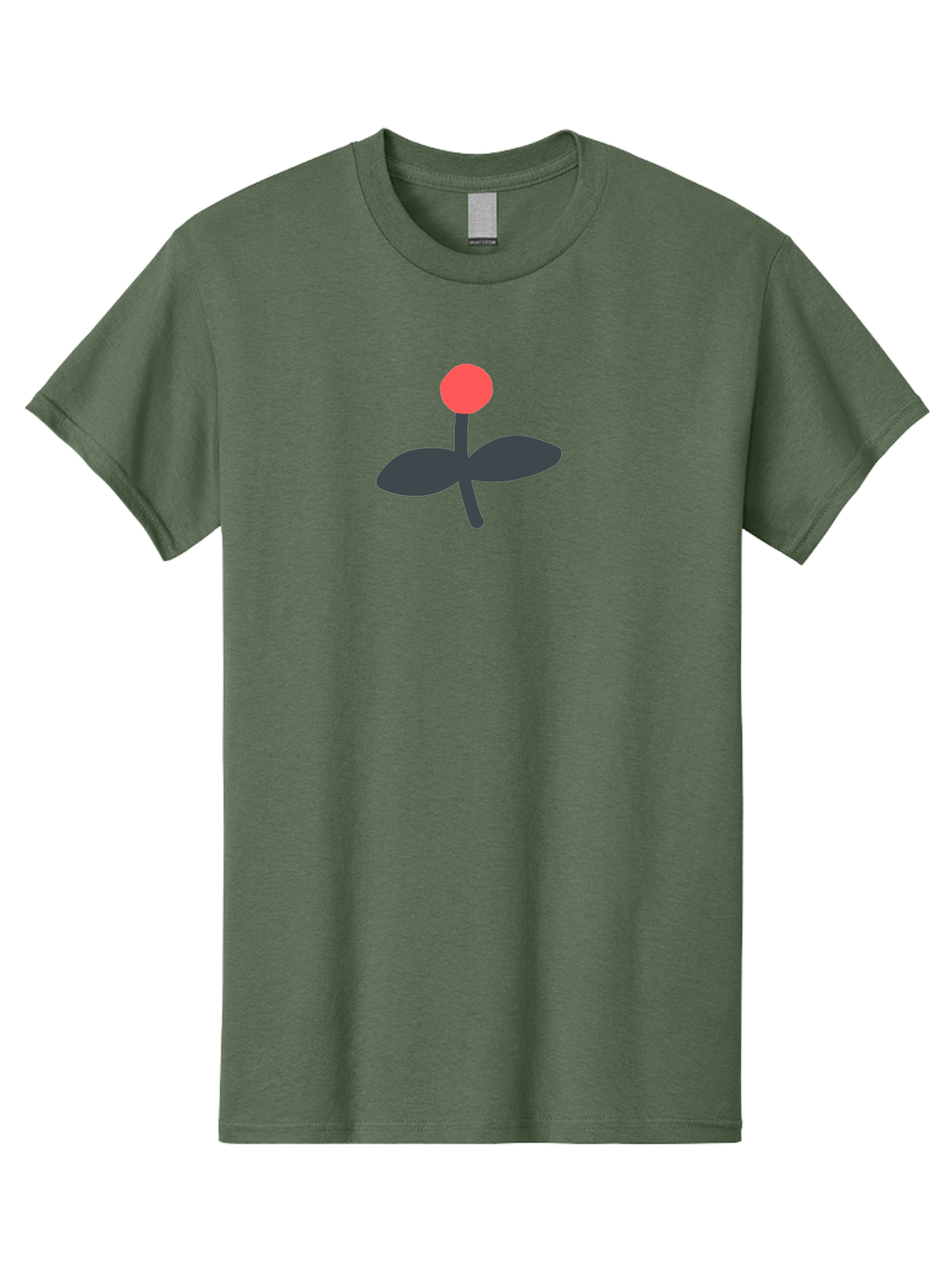 Flower-Graphic Men'S Graphic Tee, 100% Cotton, Comfortable Casual Summer Wear, Machine Washable, Simple Flower, Red Blossom, Black Leaves, Minimalist Design, Abstract Art, Floral Illustration, Modern Graphic Aab730