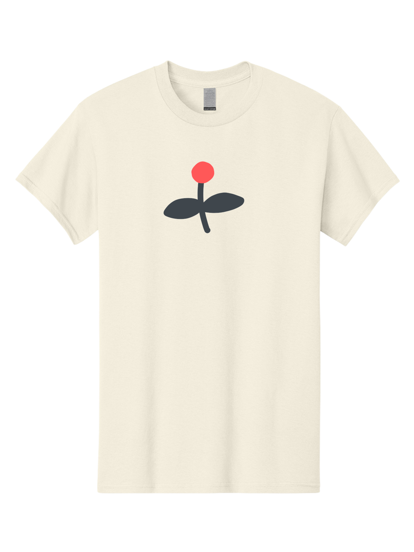 Flower-Graphic Men'S Graphic Tee, 100% Cotton, Comfortable Casual Summer Wear, Machine Washable, Simple Flower, Red Blossom, Black Leaves, Minimalist Design, Abstract Art, Floral Illustration, Modern Graphic Aab730