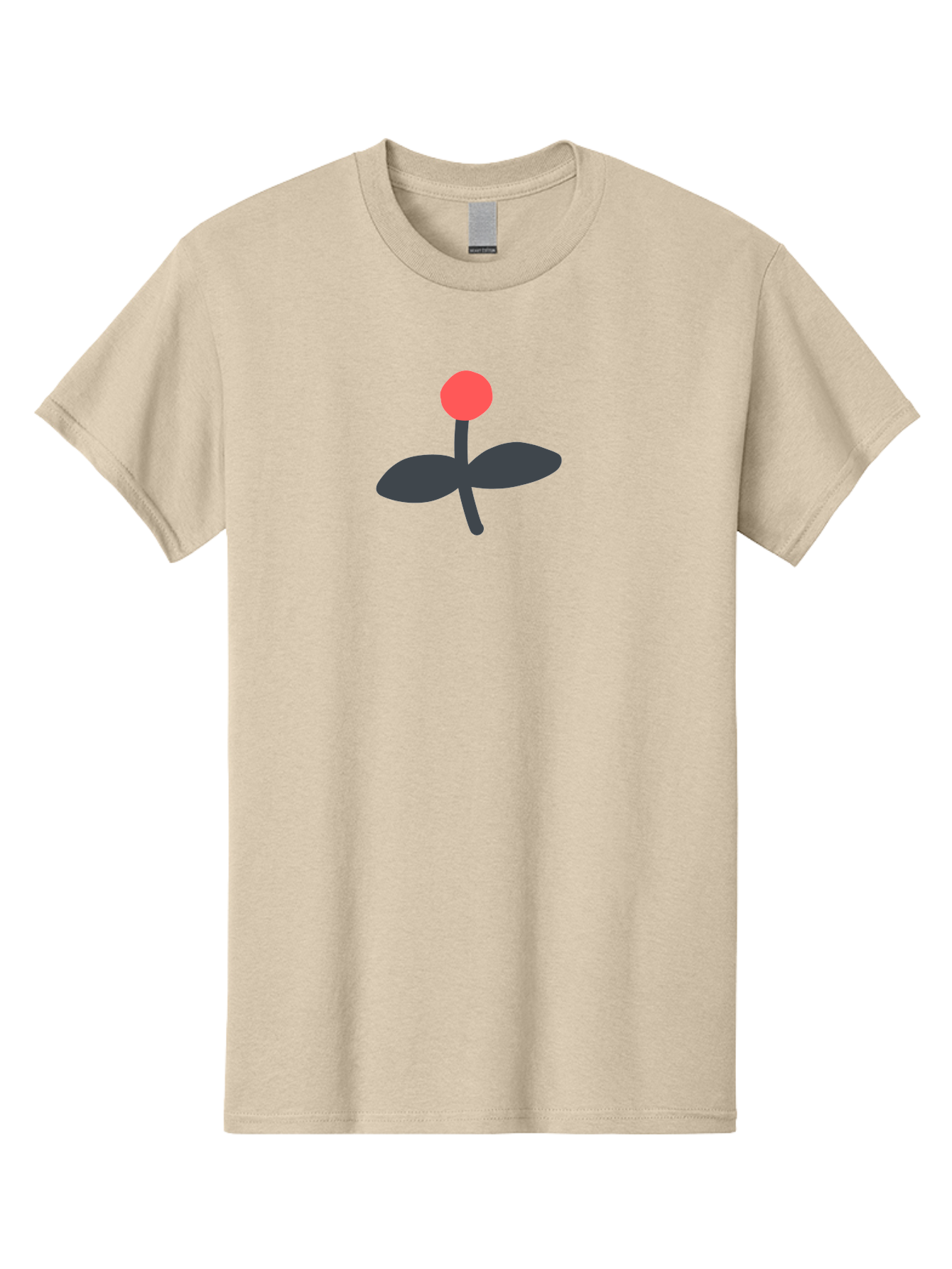 Flower-Graphic Men'S Graphic Tee, 100% Cotton, Comfortable Casual Summer Wear, Machine Washable, Simple Flower, Red Blossom, Black Leaves, Minimalist Design, Abstract Art, Floral Illustration, Modern Graphic Aab730