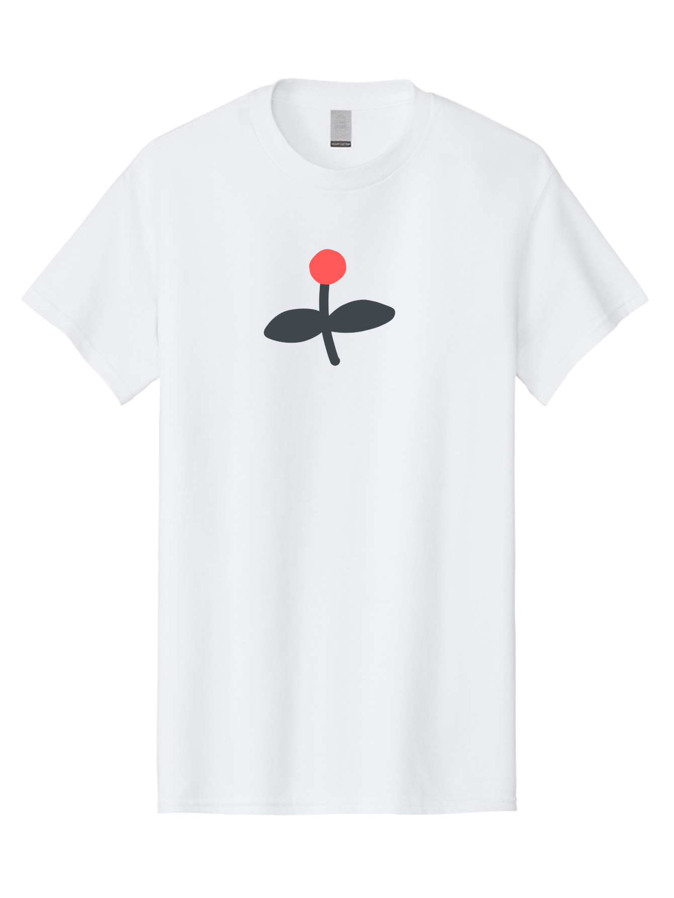 Flower-Graphic Men'S Graphic Tee, 100% Cotton, Comfortable Casual Summer Wear, Machine Washable, Simple Flower, Red Blossom, Black Leaves, Minimalist Design, Abstract Art, Floral Illustration, Modern Graphic Aab730