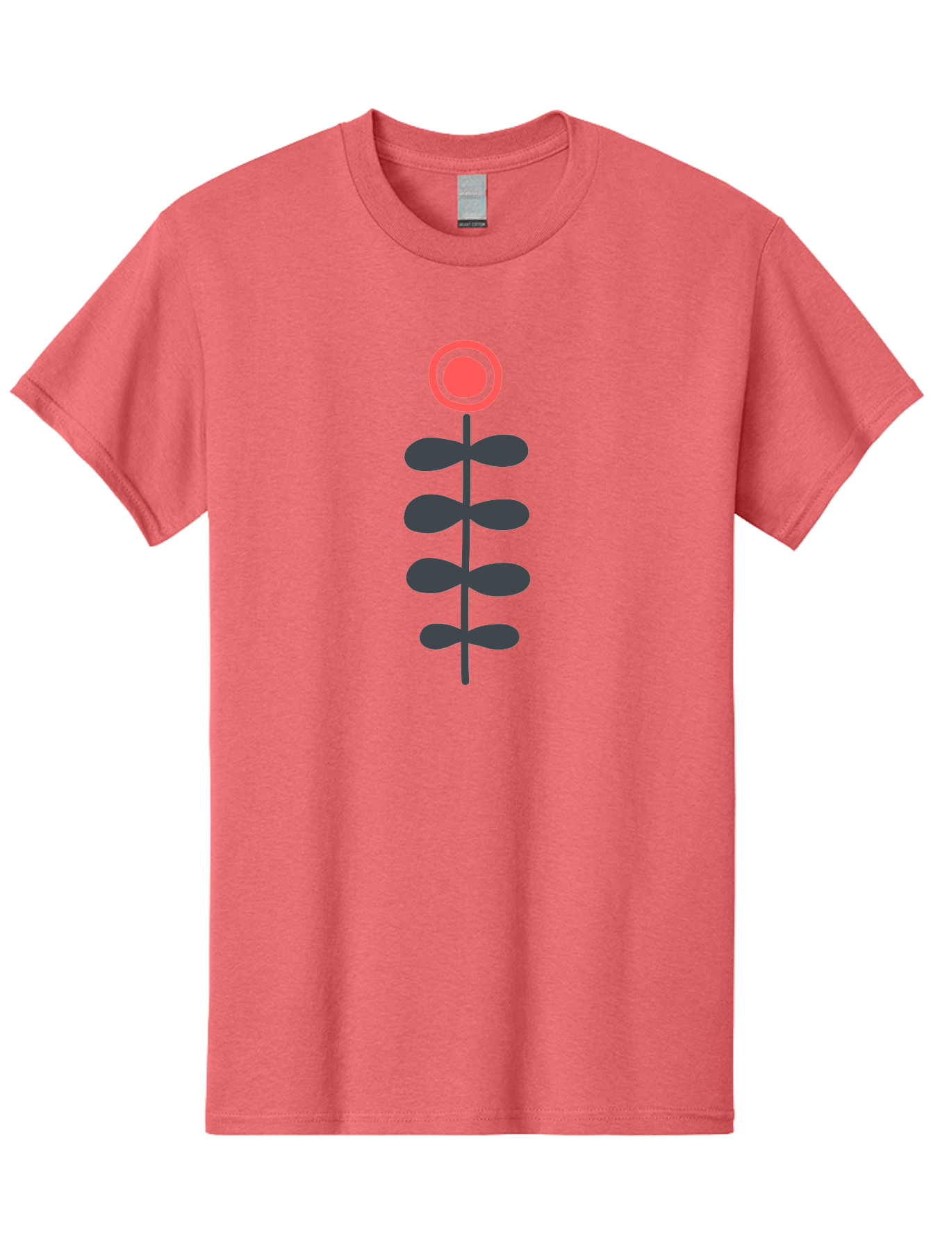Flower-Icon-1 Men'S Graphic Tee, 100% Cotton, Comfortable Casual Summer Wear, Machine Washable, Simple Flower Graphic, Floral Design, Minimalist Art, Stem With Leaves, Red Flower Head, Graphic Illustration, Modern Botanical Aab731