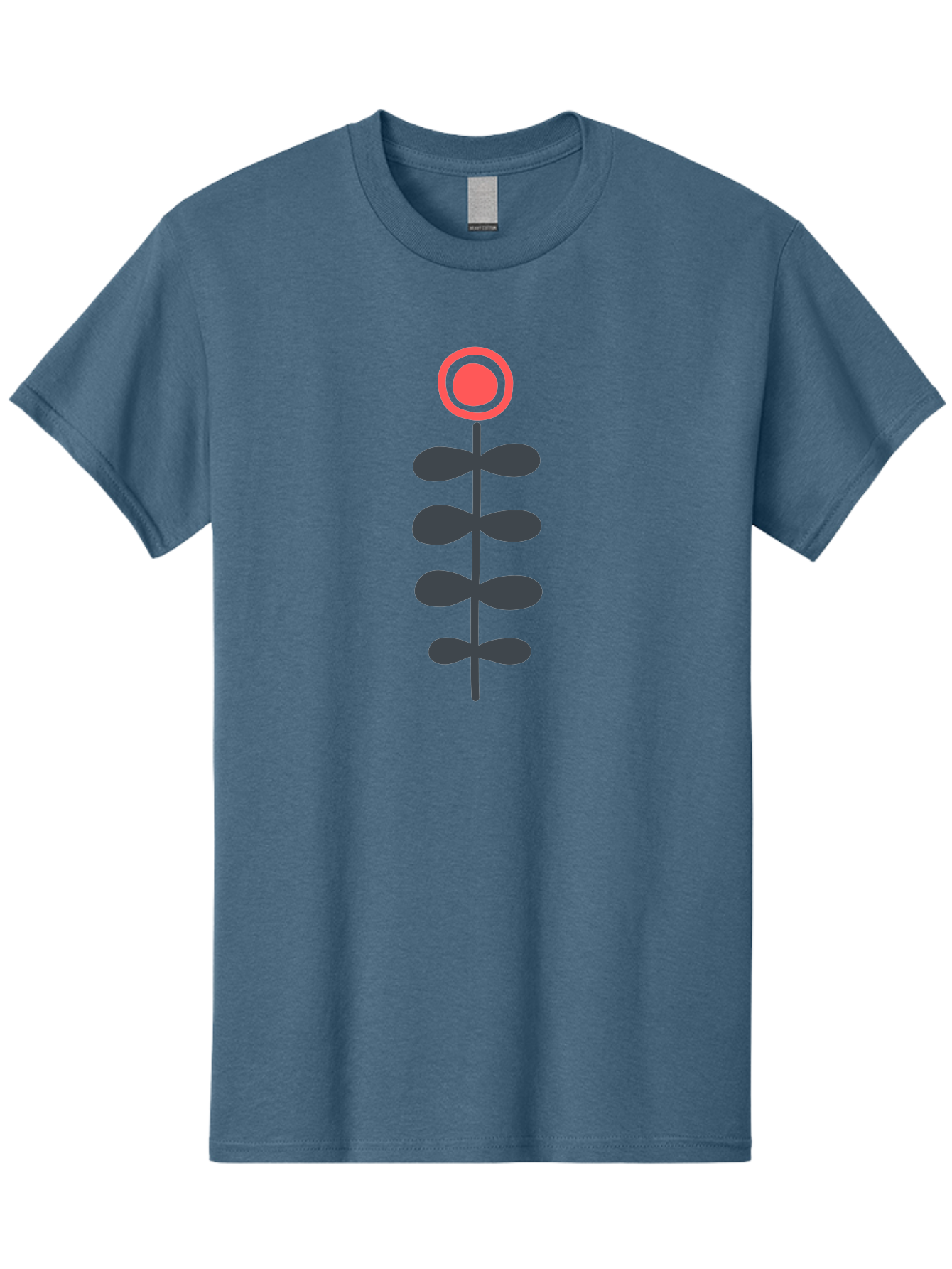 Flower-Icon-1 Men'S Graphic Tee, 100% Cotton, Comfortable Casual Summer Wear, Machine Washable, Simple Flower Graphic, Floral Design, Minimalist Art, Stem With Leaves, Red Flower Head, Graphic Illustration, Modern Botanical Aab731