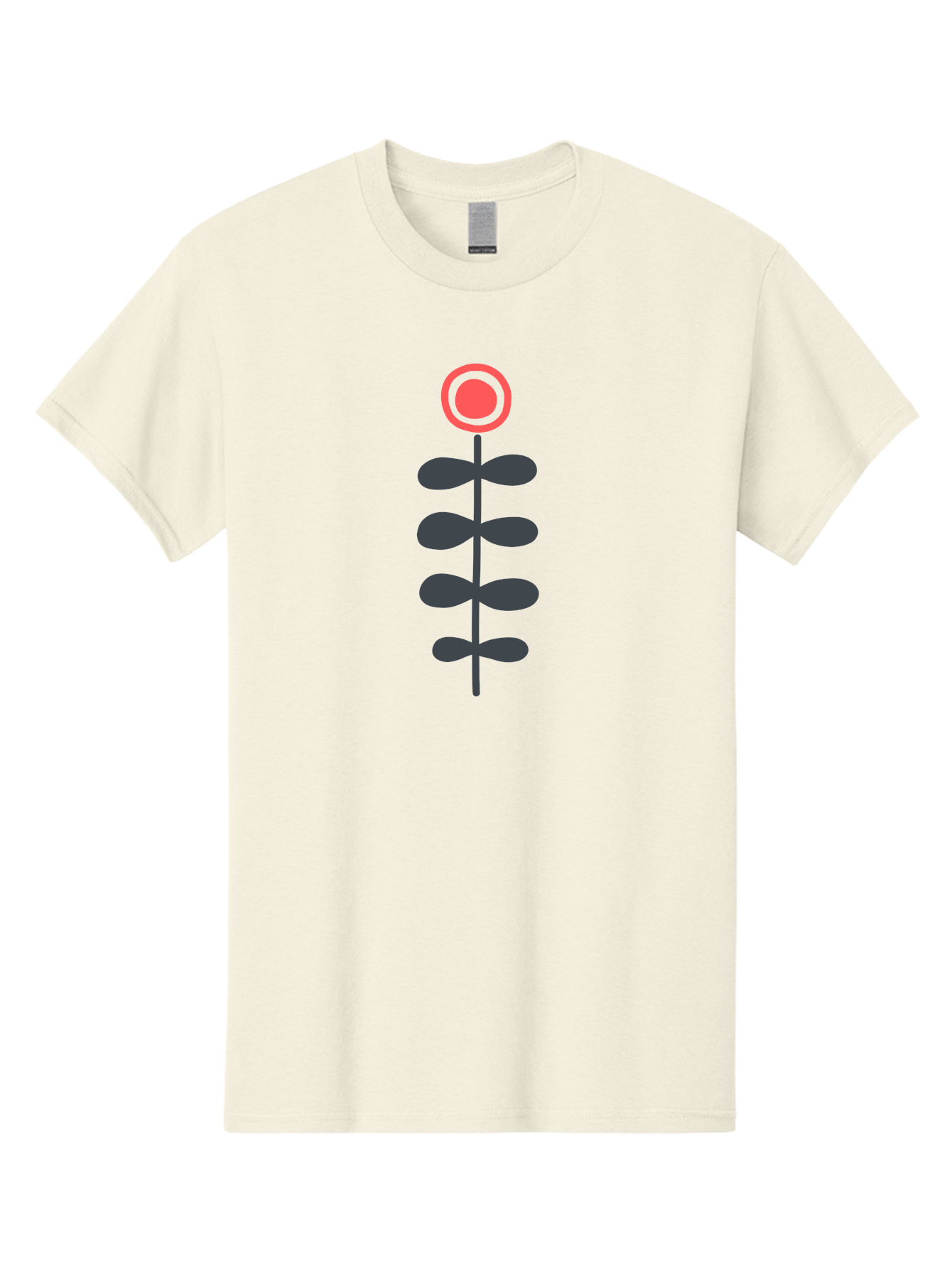 Flower-Icon-1 Men'S Graphic Tee, 100% Cotton, Comfortable Casual Summer Wear, Machine Washable, Simple Flower Graphic, Floral Design, Minimalist Art, Stem With Leaves, Red Flower Head, Graphic Illustration, Modern Botanical Aab731