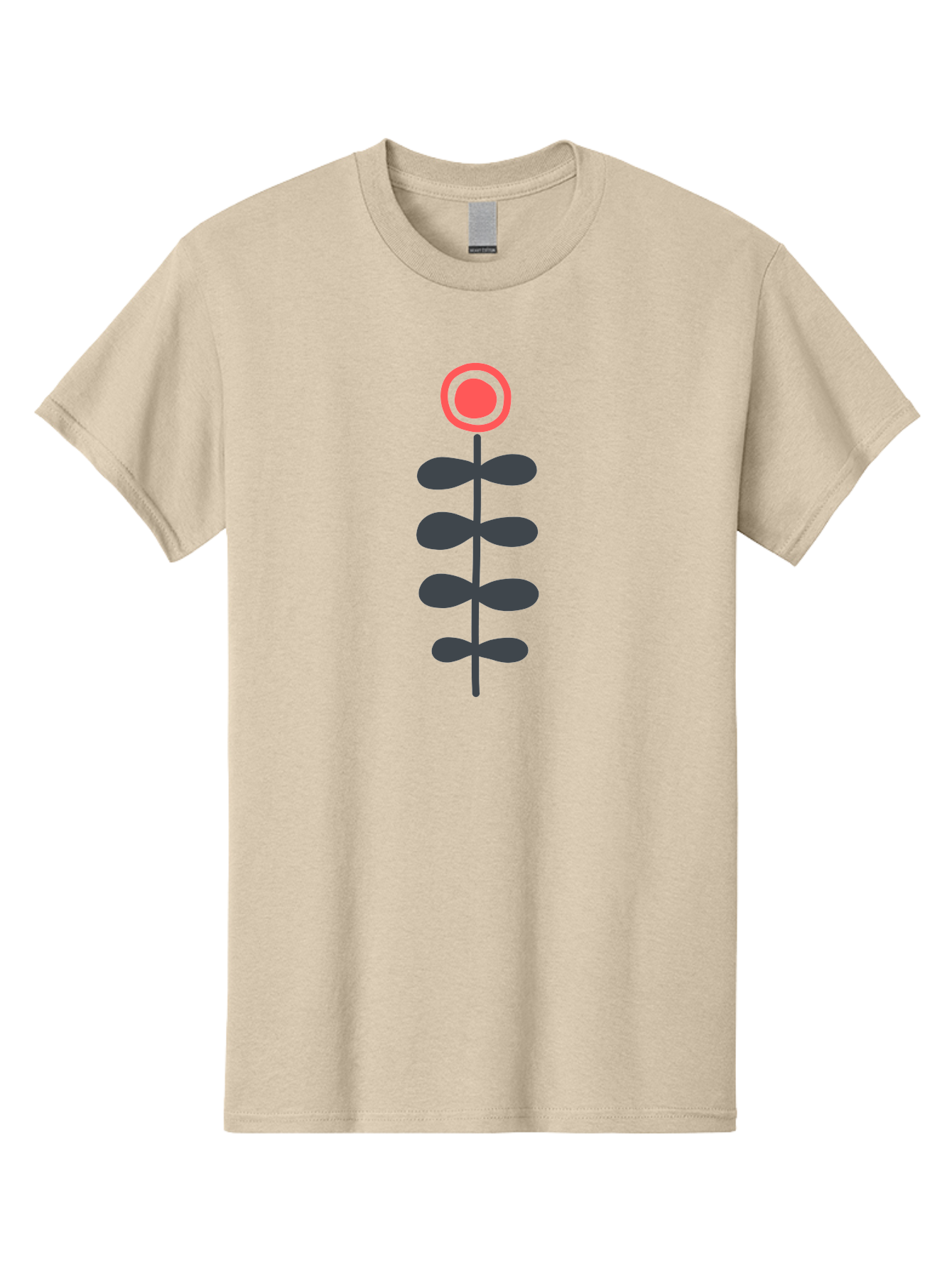 Flower-Icon-1 Men'S Graphic Tee, 100% Cotton, Comfortable Casual Summer Wear, Machine Washable, Simple Flower Graphic, Floral Design, Minimalist Art, Stem With Leaves, Red Flower Head, Graphic Illustration, Modern Botanical Aab731