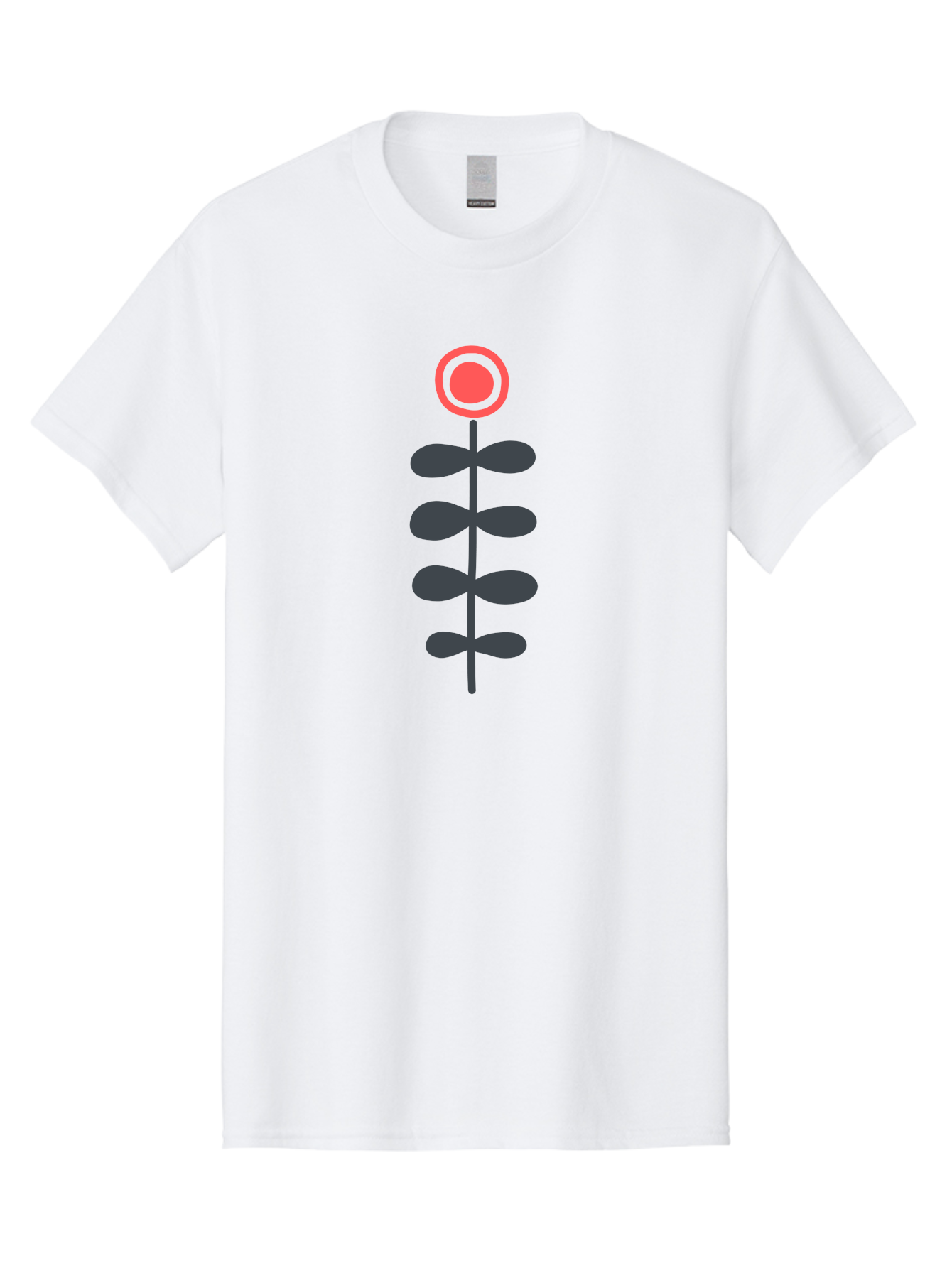 Flower-Icon-1 Men'S Graphic Tee, 100% Cotton, Comfortable Casual Summer Wear, Machine Washable, Simple Flower Graphic, Floral Design, Minimalist Art, Stem With Leaves, Red Flower Head, Graphic Illustration, Modern Botanical Aab731